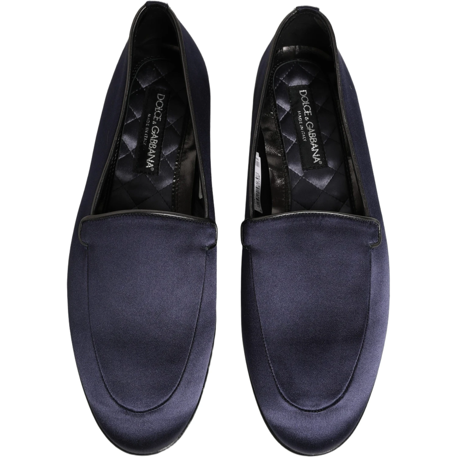 Blue Satin Logo Slip On Flats Loafers Shoes
