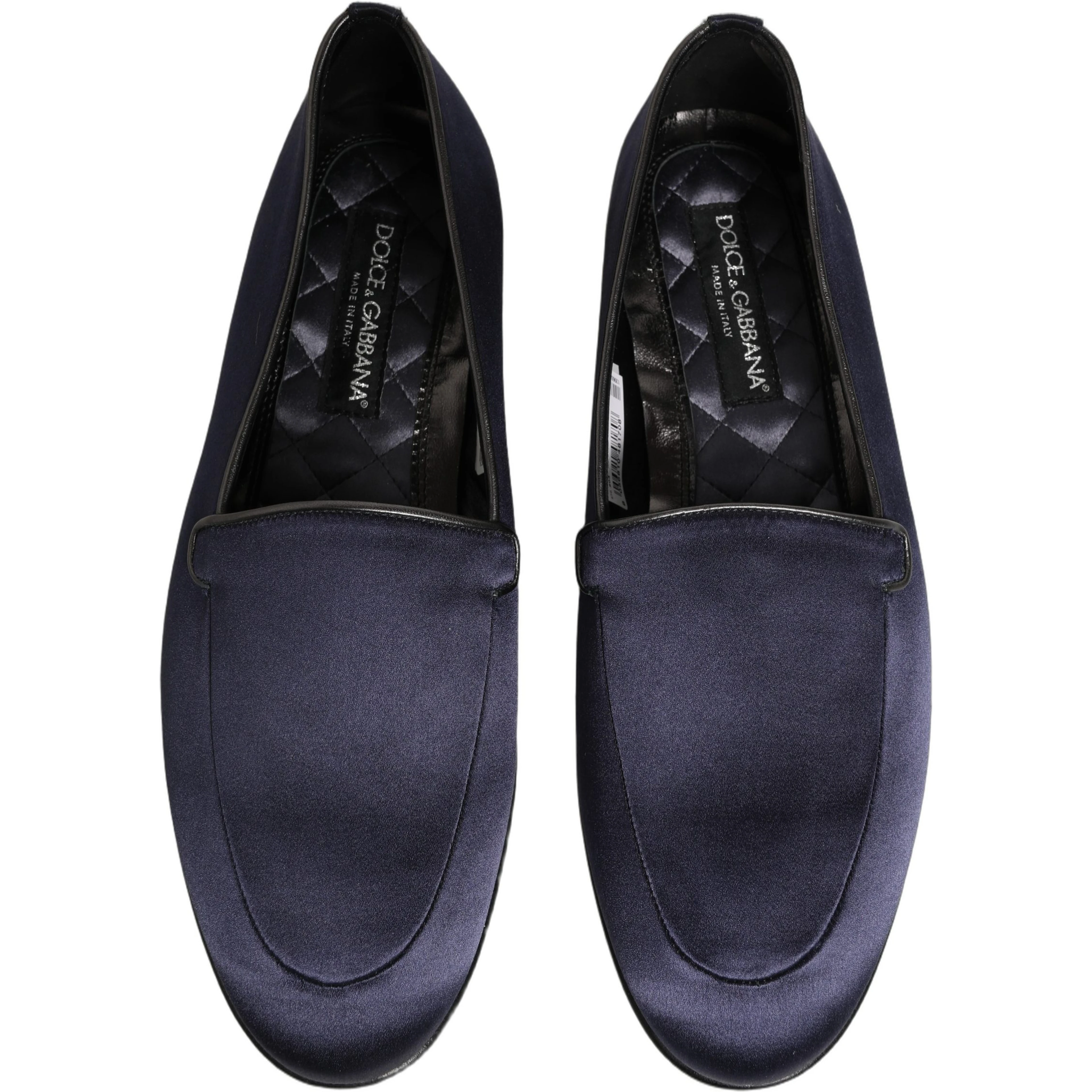 Blue Satin Logo Slip On Flats Loafers Shoes