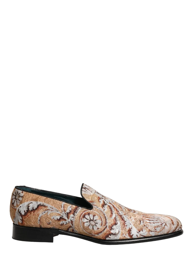 Gold Brocade Baroque Men Loafers Shoes