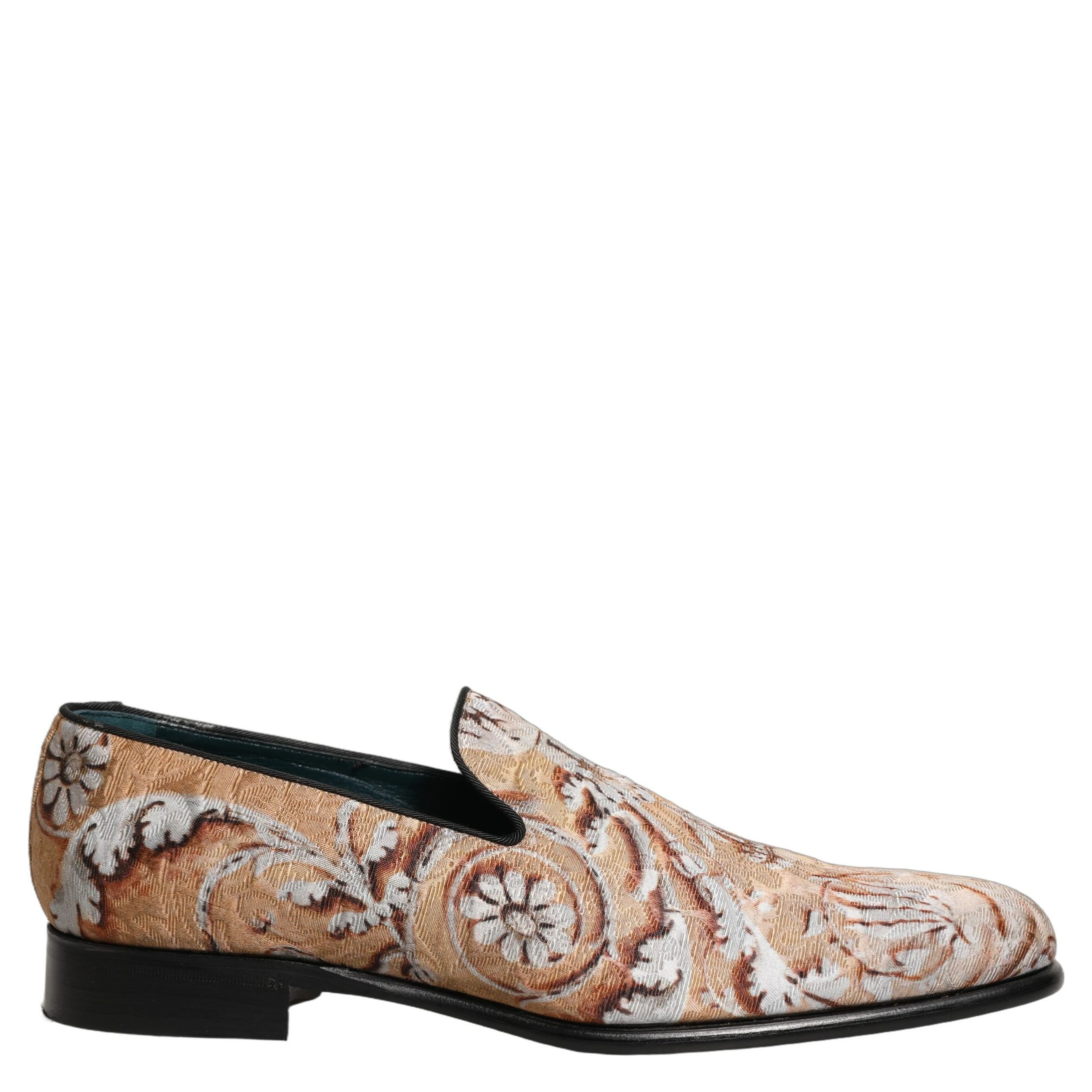 Gold Brocade Baroque Men Loafers Shoes