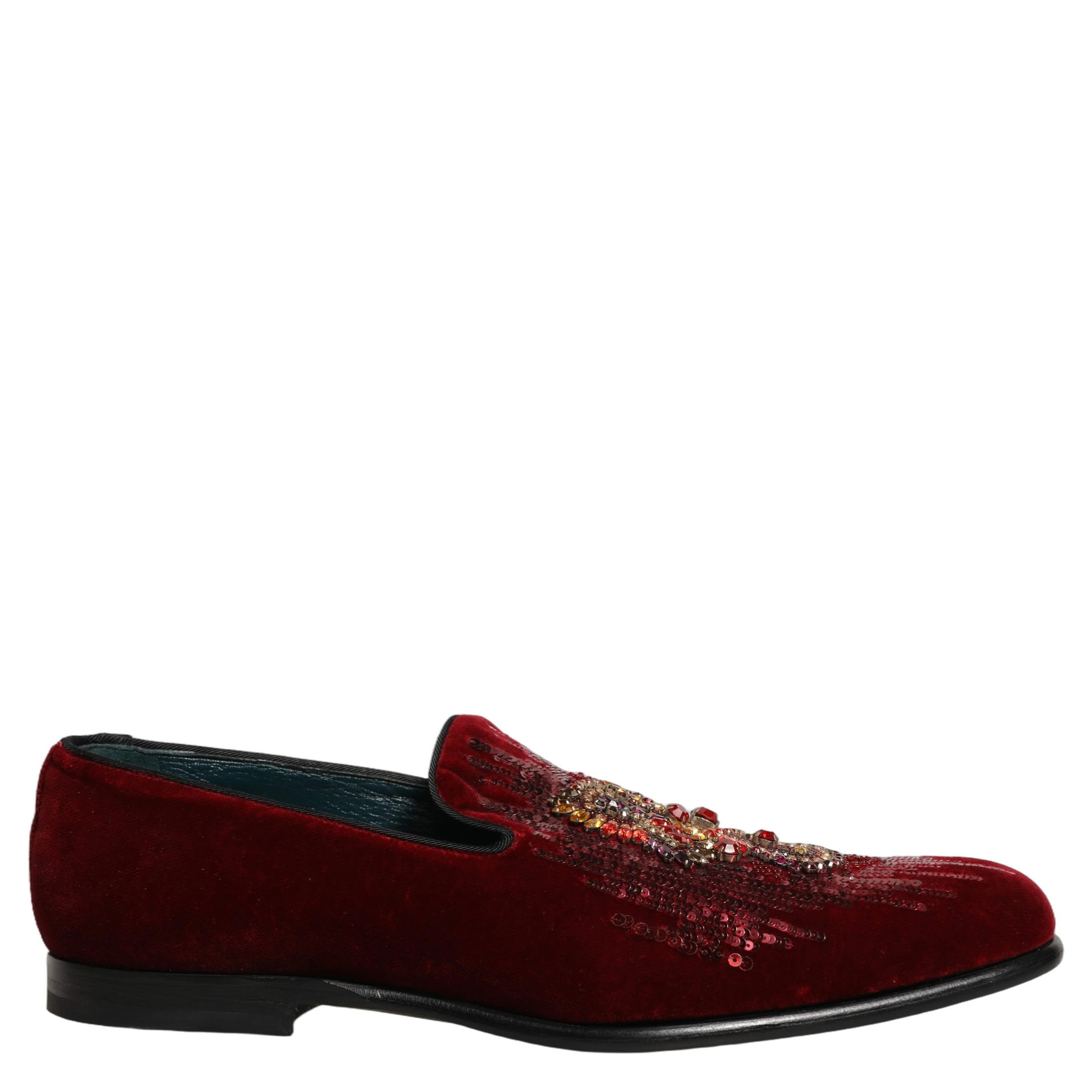 Maroon Sequin Gemstone Dress Loafers Shoes