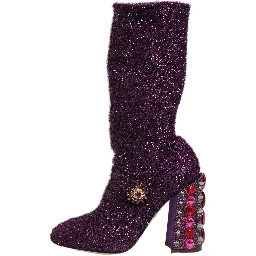 Purple Crystal Lurex Fantasy High Boots Shoes