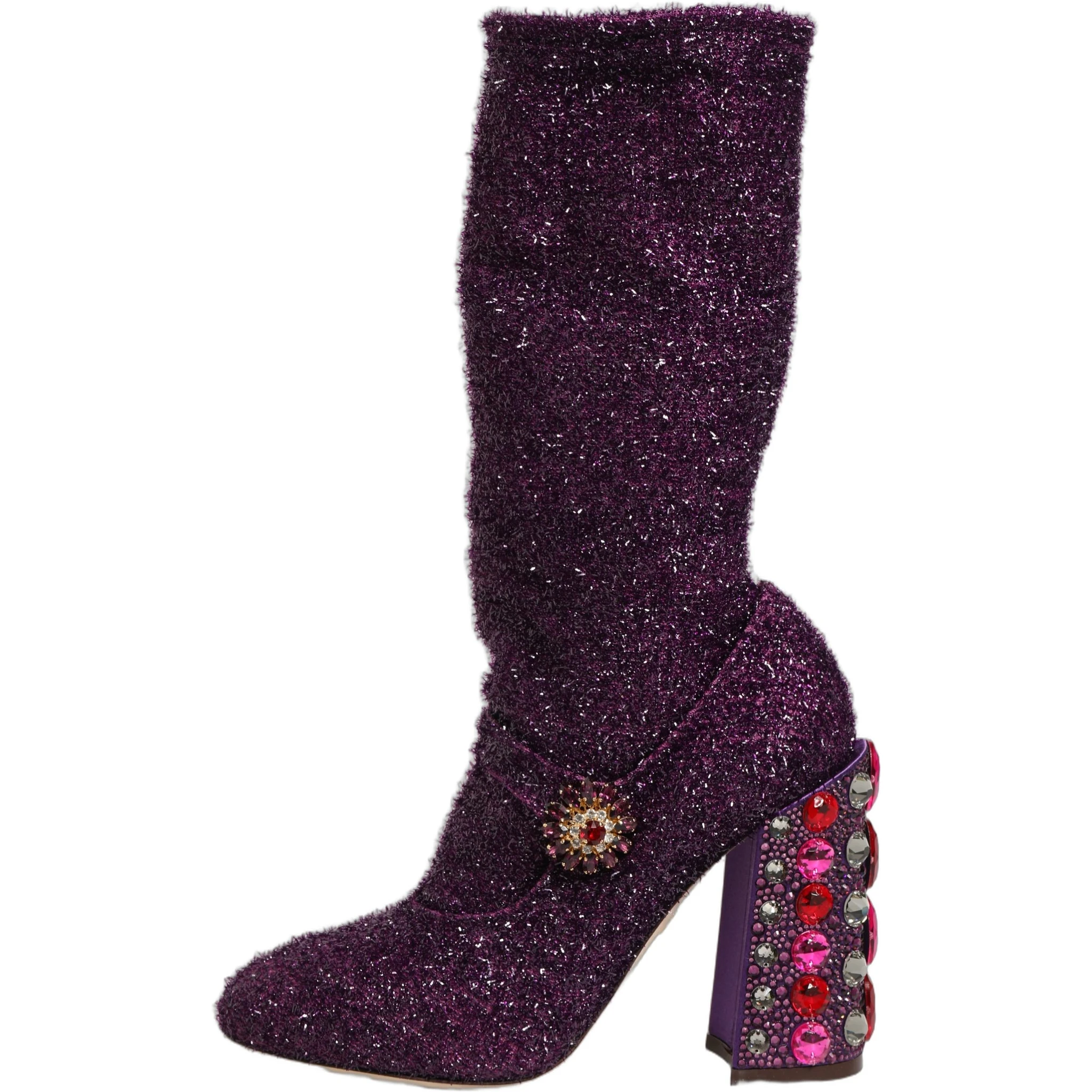 Purple Crystal Lurex Fantasy High Boots Shoes