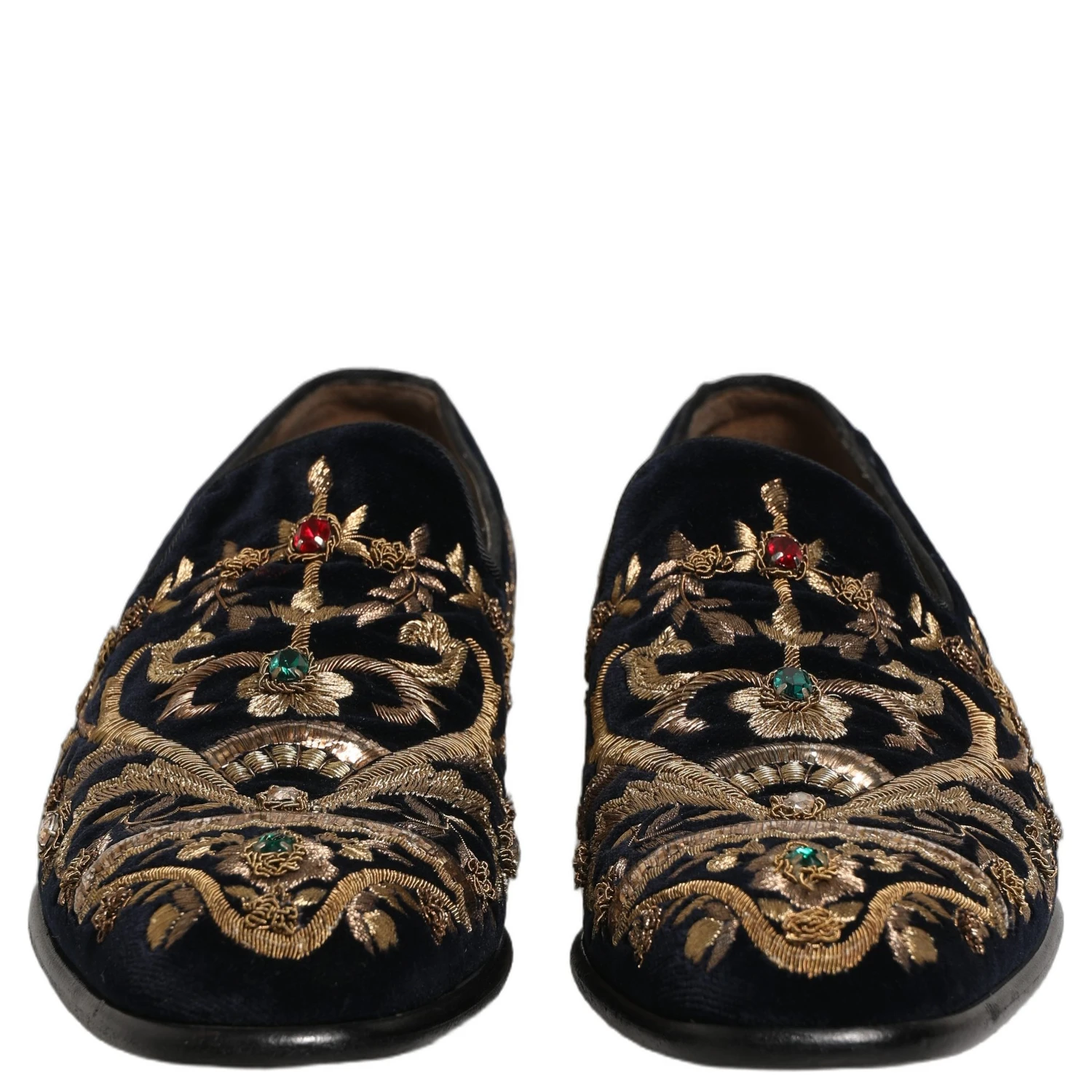 Black Velvet Embellished Dress Loafers Shoes