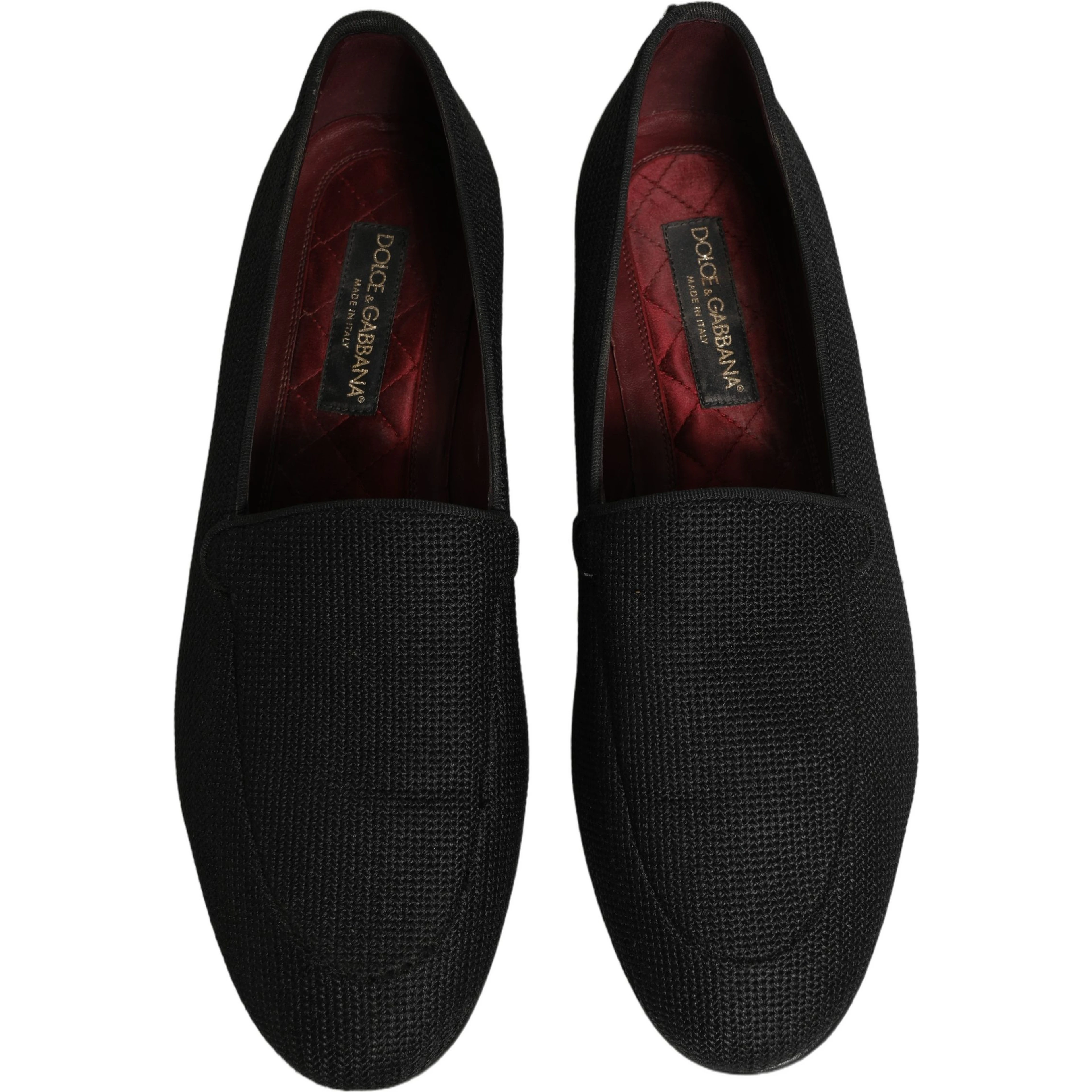 Black Woven Men Slip On Dress Loafers Shoes