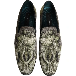 Brown Baroque Print Slip On Loafers Shoes