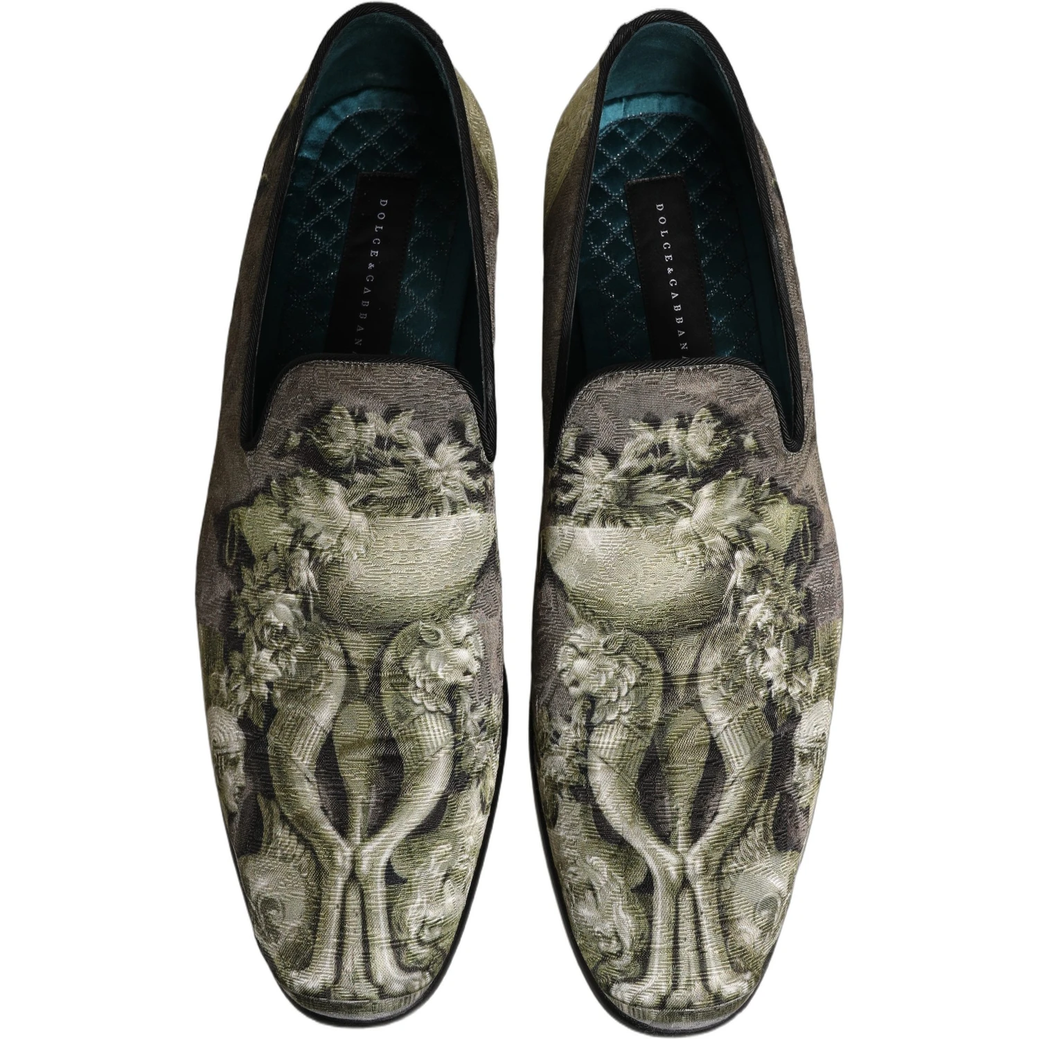 Brown Baroque Print Slip On Loafers Shoes