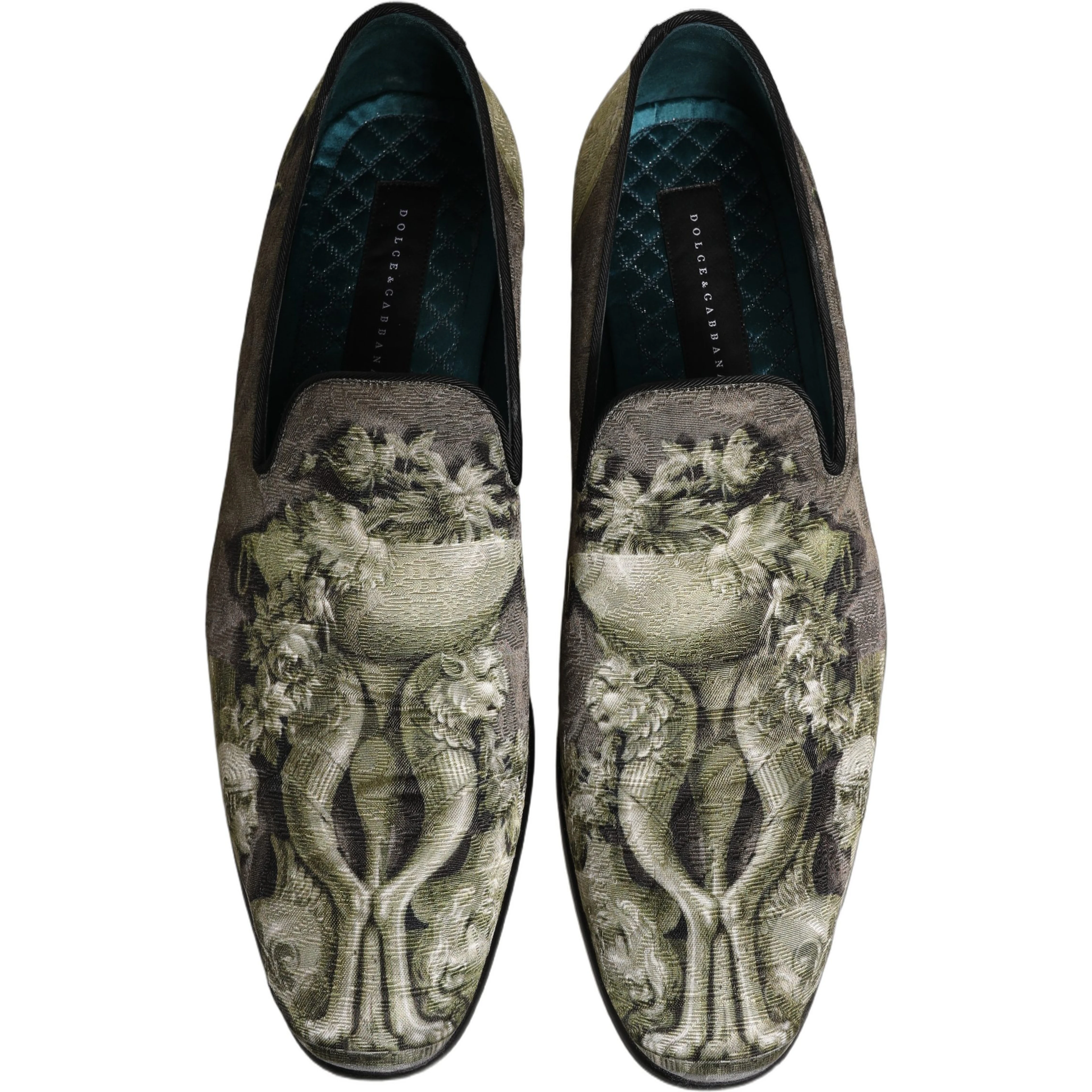Brown Baroque Print Slip On Loafers Shoes