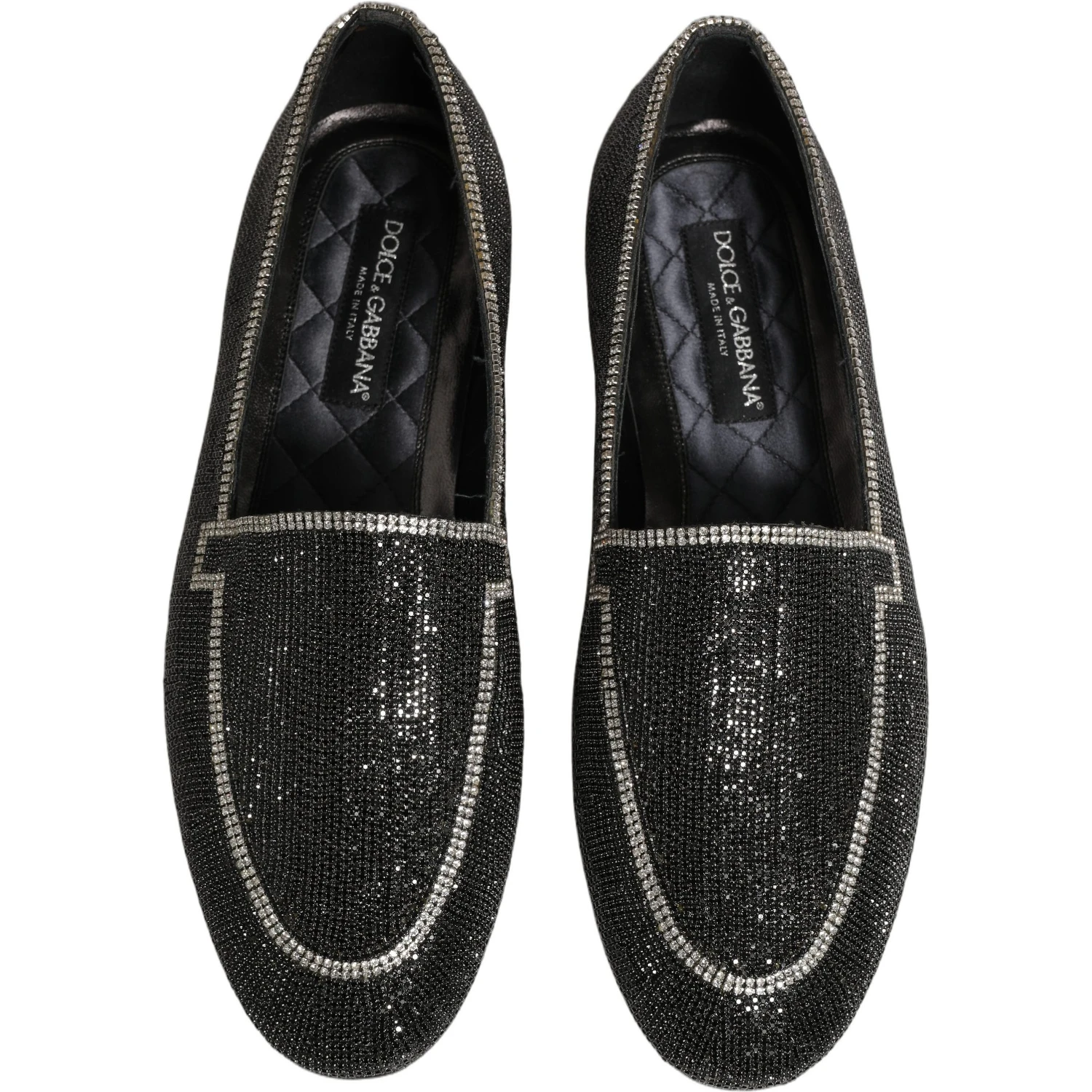 Black Crystal Embellished Men Loafers Shoes