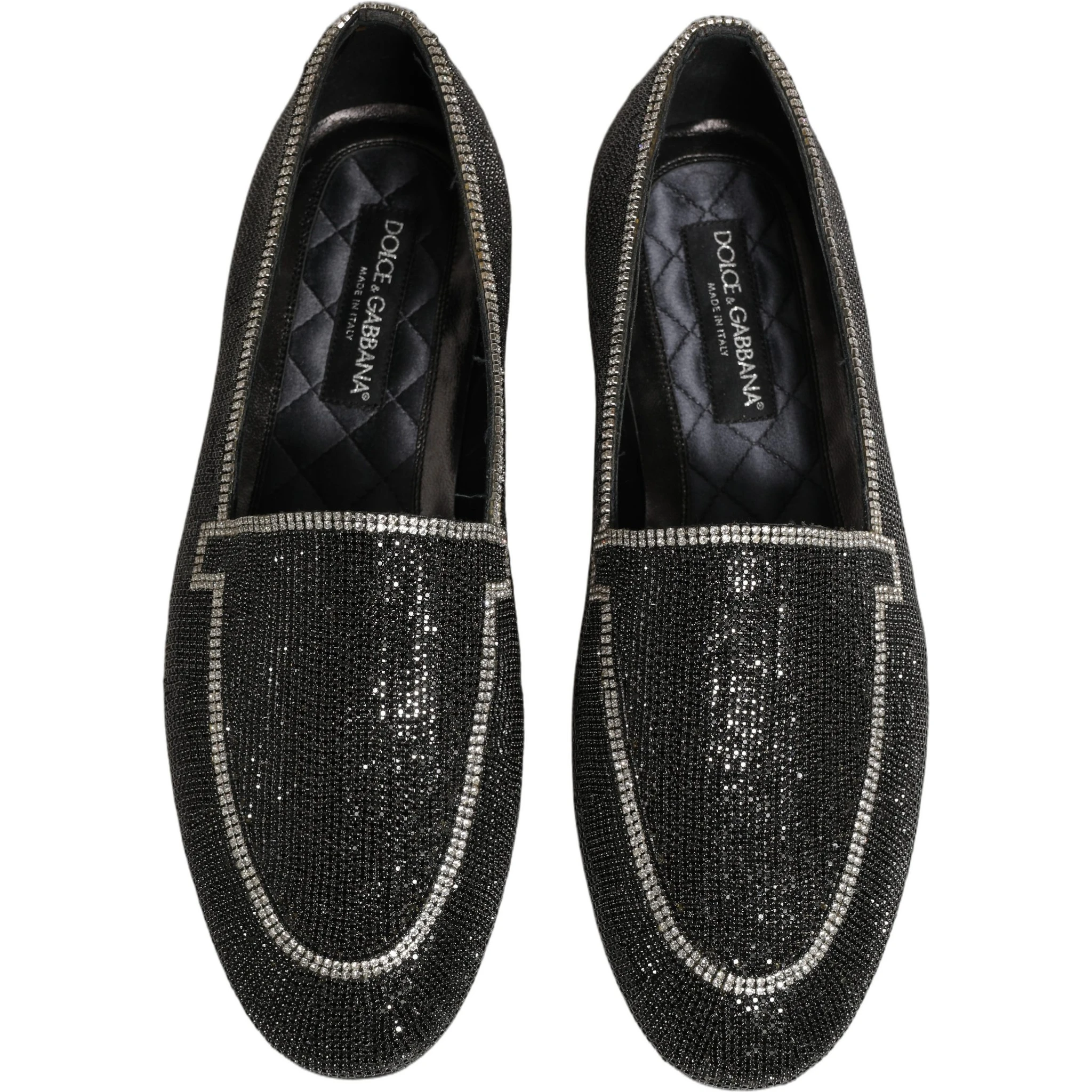 Black Crystal Embellished Men Loafers Shoes