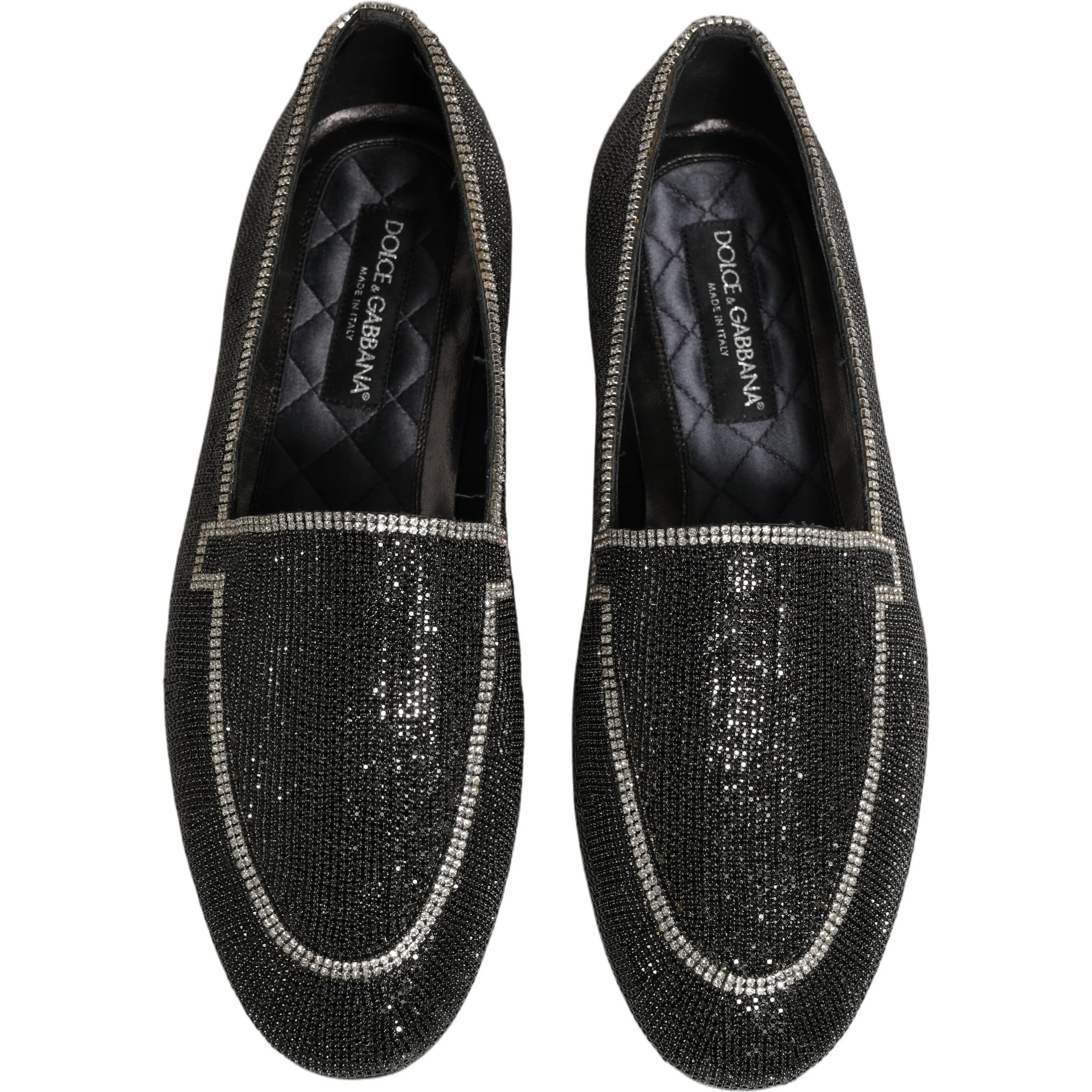 Black Crystal Embellished Men Loafers Shoes