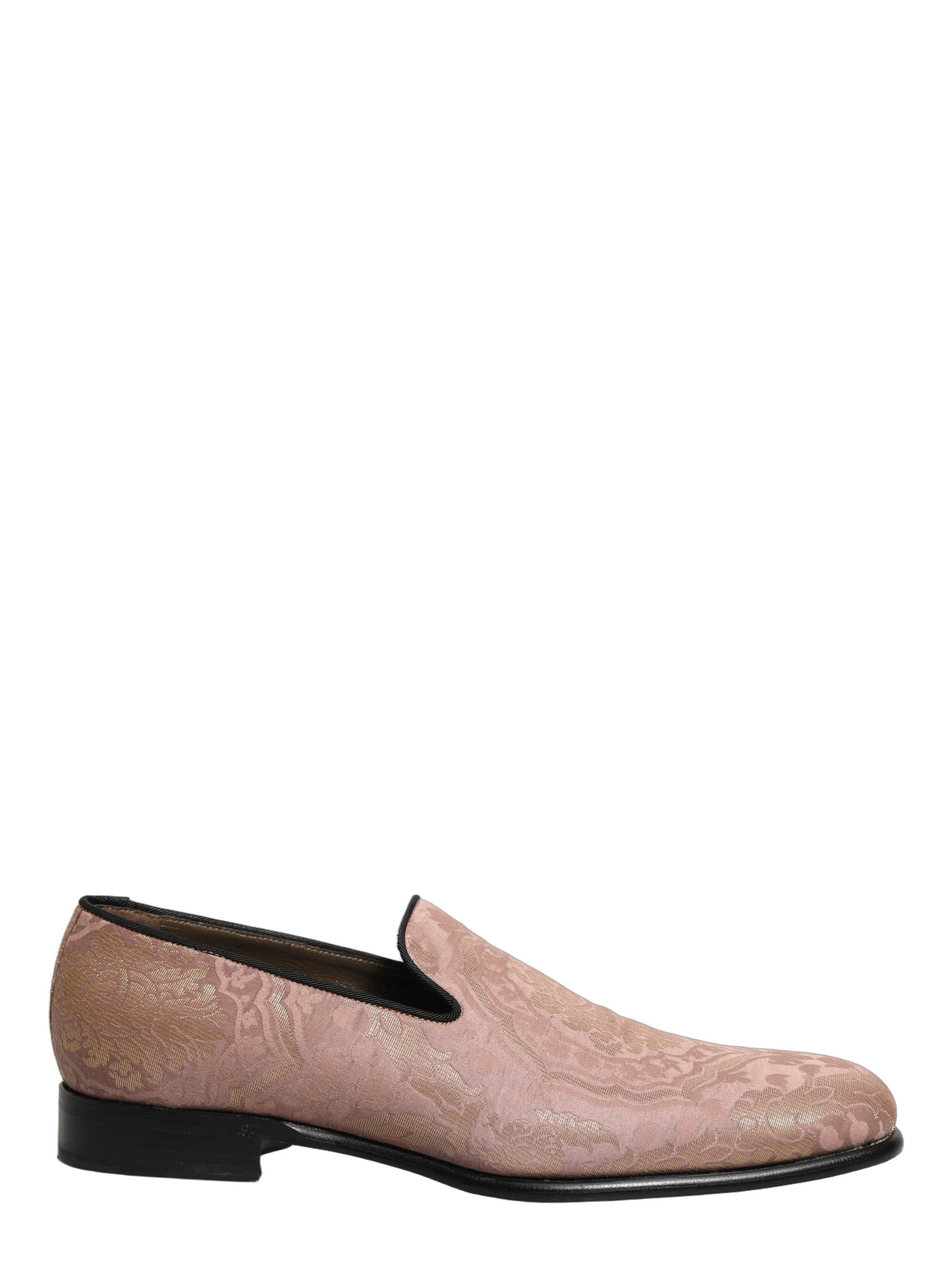 Pink Brocade Men Slip On Dress Loafers Shoes