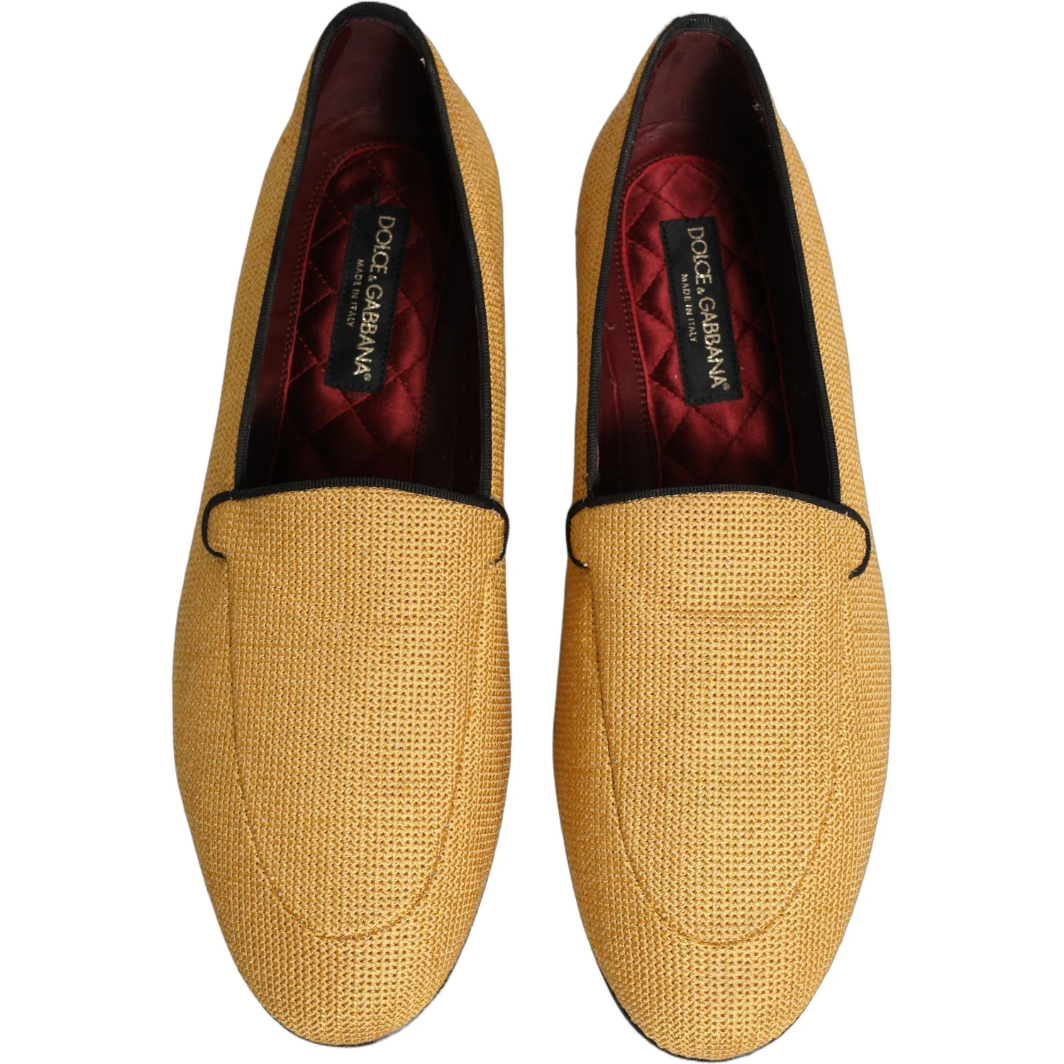 Yellow Woven Men Slip On Dress Loafers Shoes