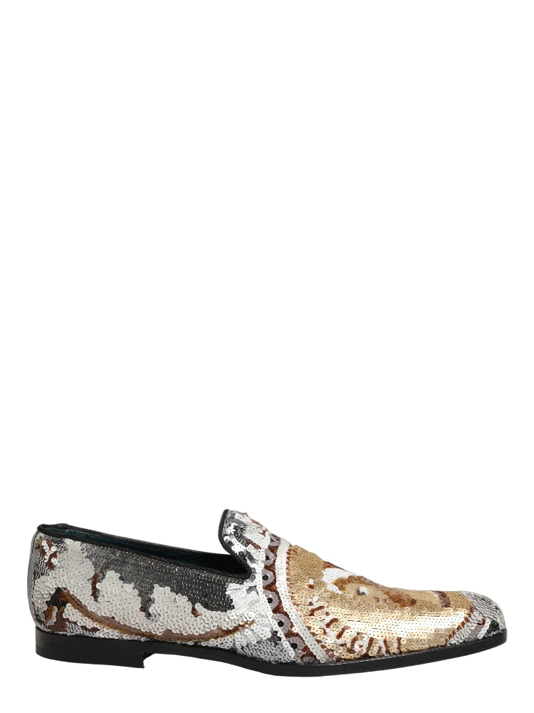 White Gold Sequined Slip On Loafers Shoes alternative