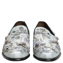 White Floral Embellished Men Loafers  Shoes