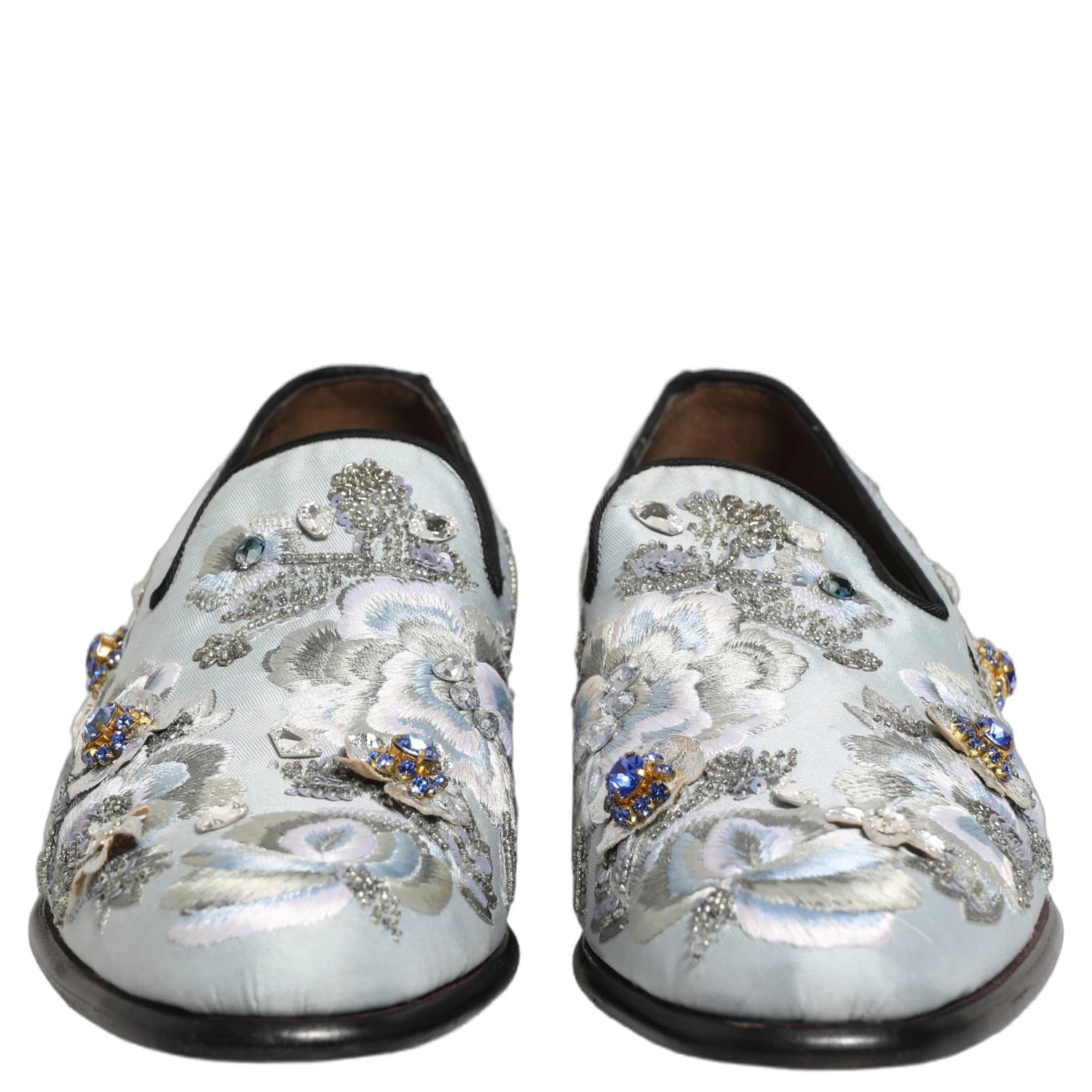 White Floral Embellished Men Loafers  Shoes