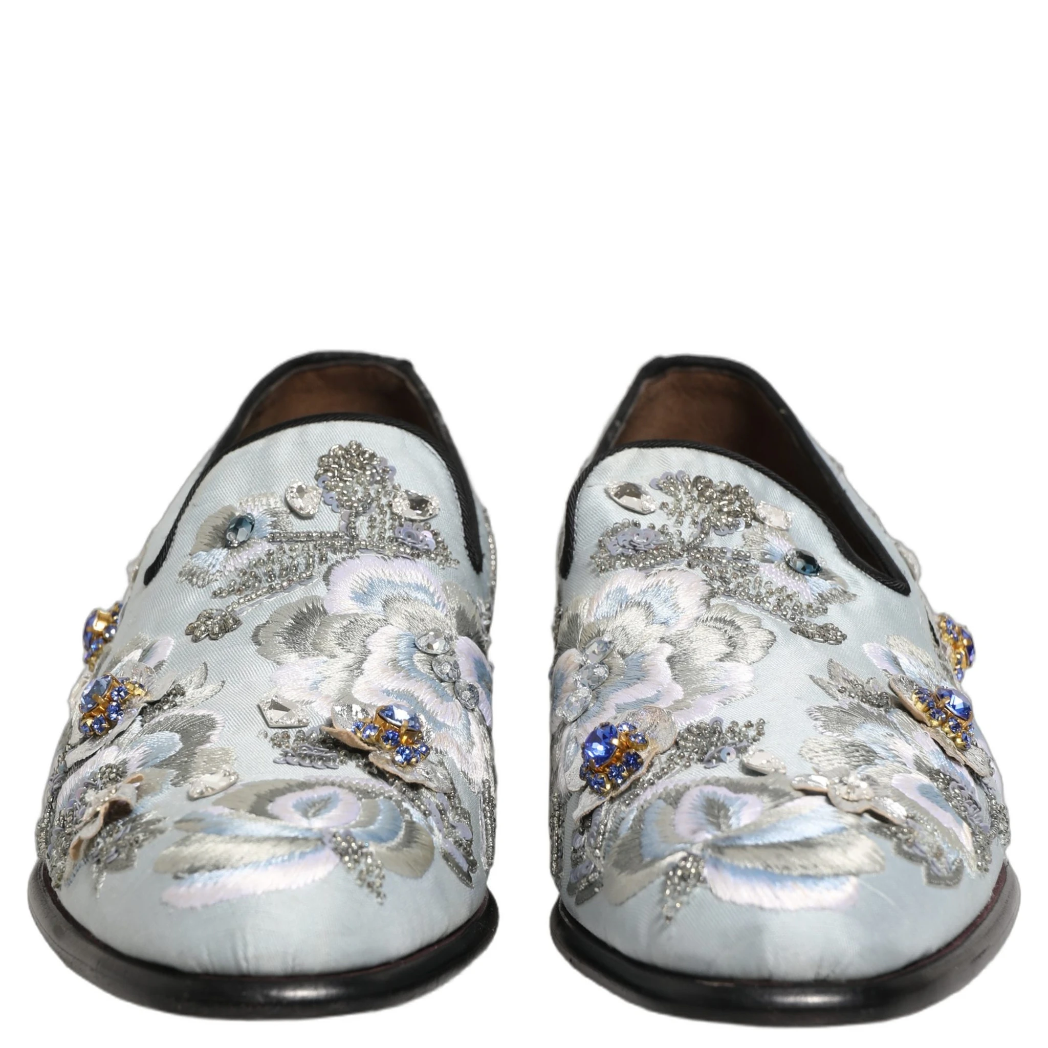 White Floral Embellished Men Loafers  Shoes