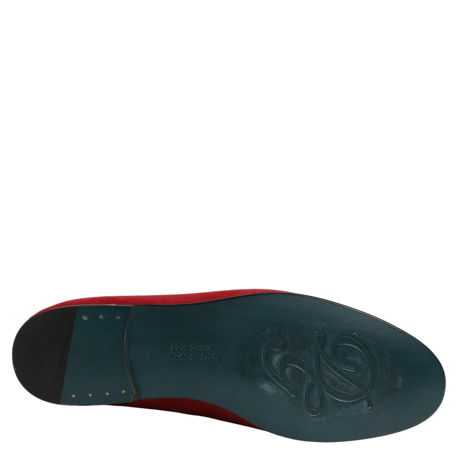 Red Suede Logo Slip On Flats Loafers Shoes