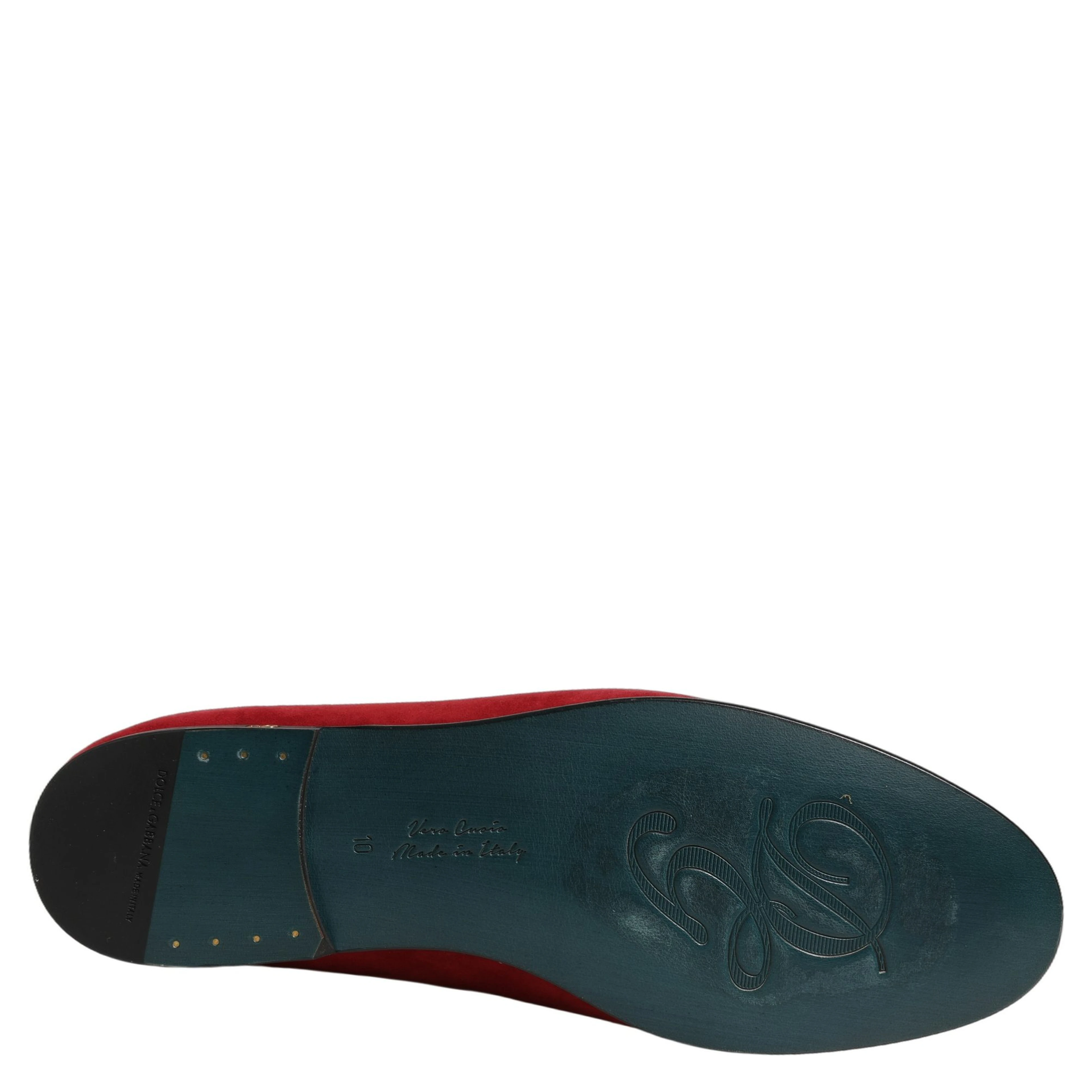 Red Suede Logo Slip On Flats Loafers Shoes