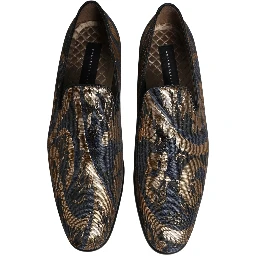 Blue Brocade Slip On Men Dress Loafers Shoes