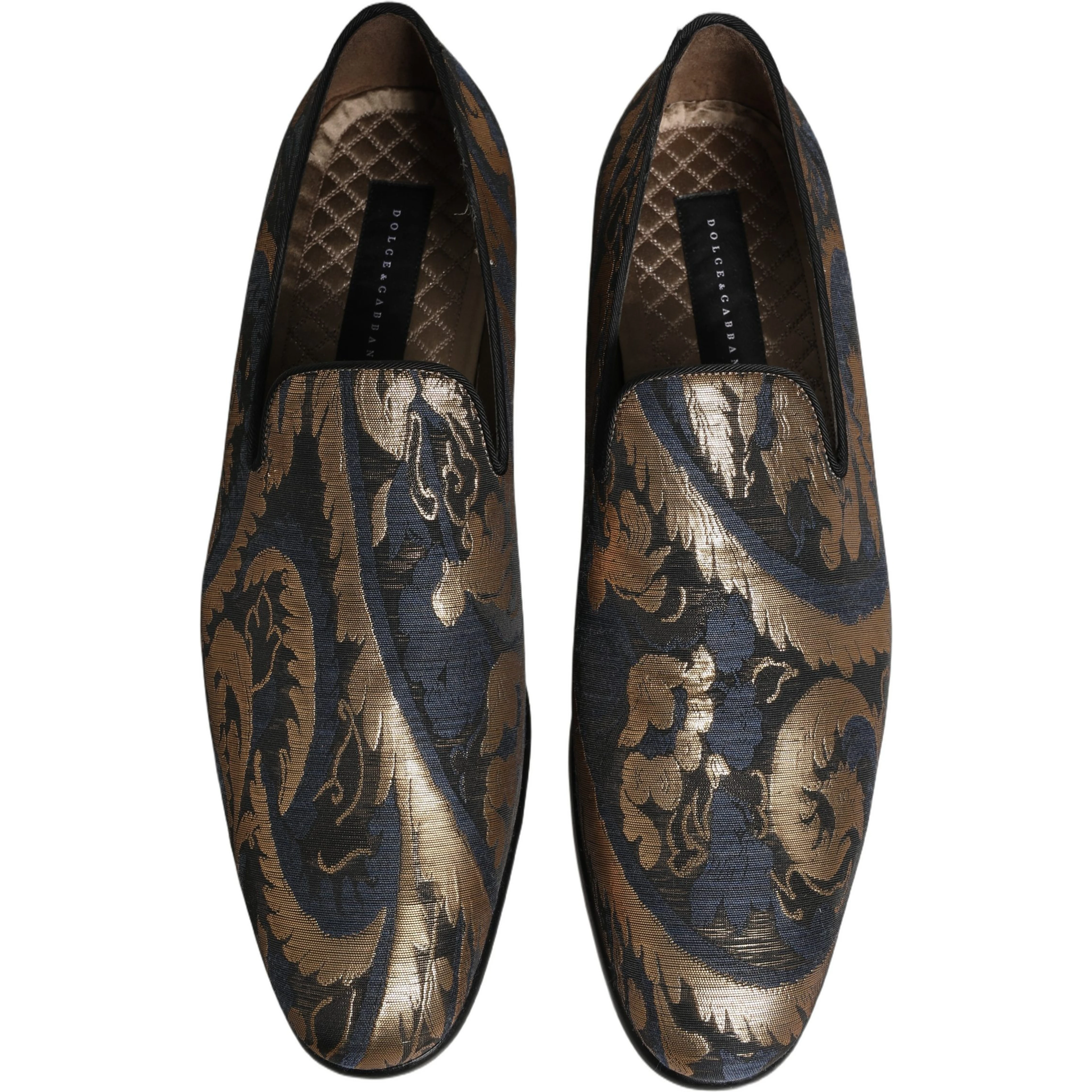 Blue Brocade Slip On Men Dress Loafers Shoes