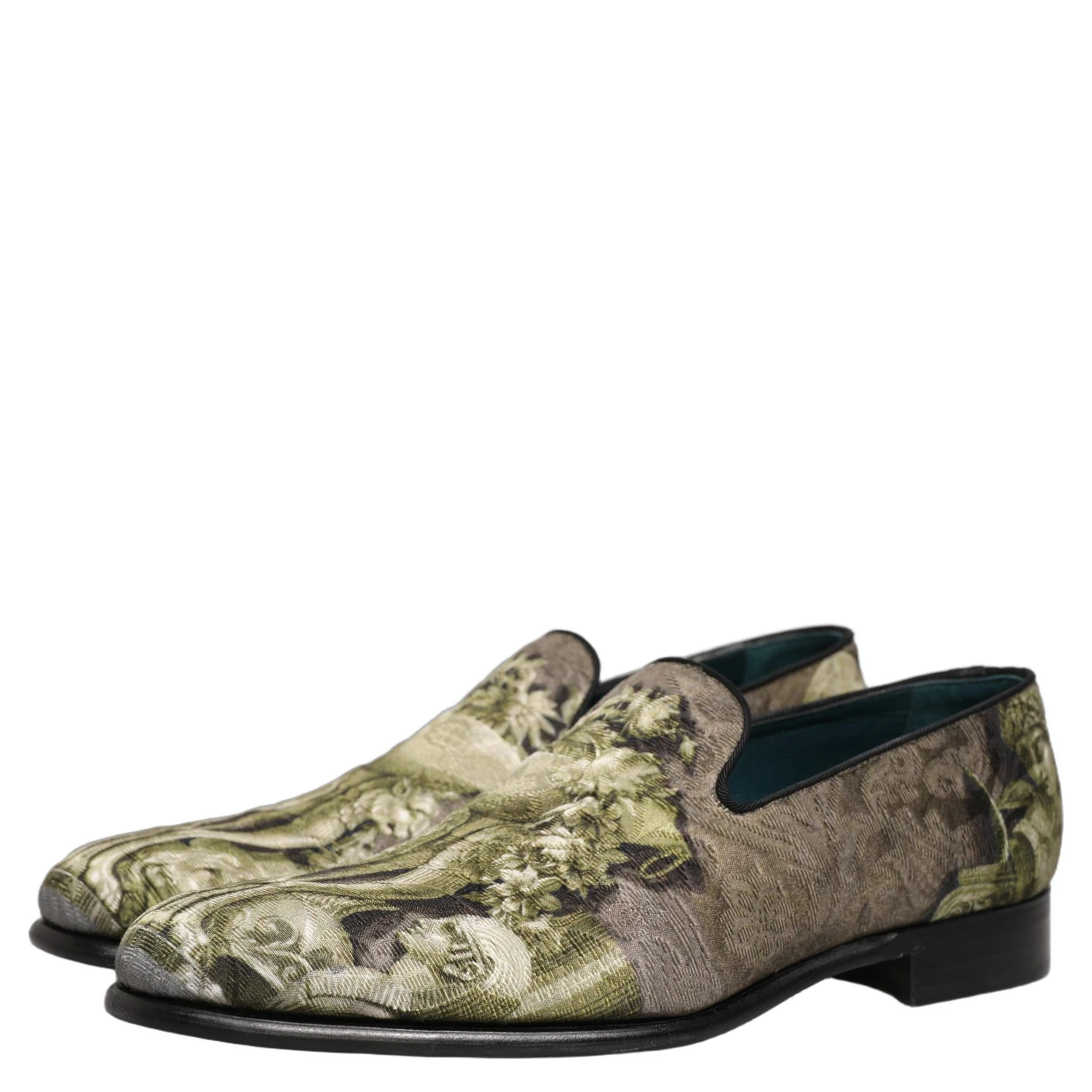 Brown Baroque Print Slip On Loafers Shoes