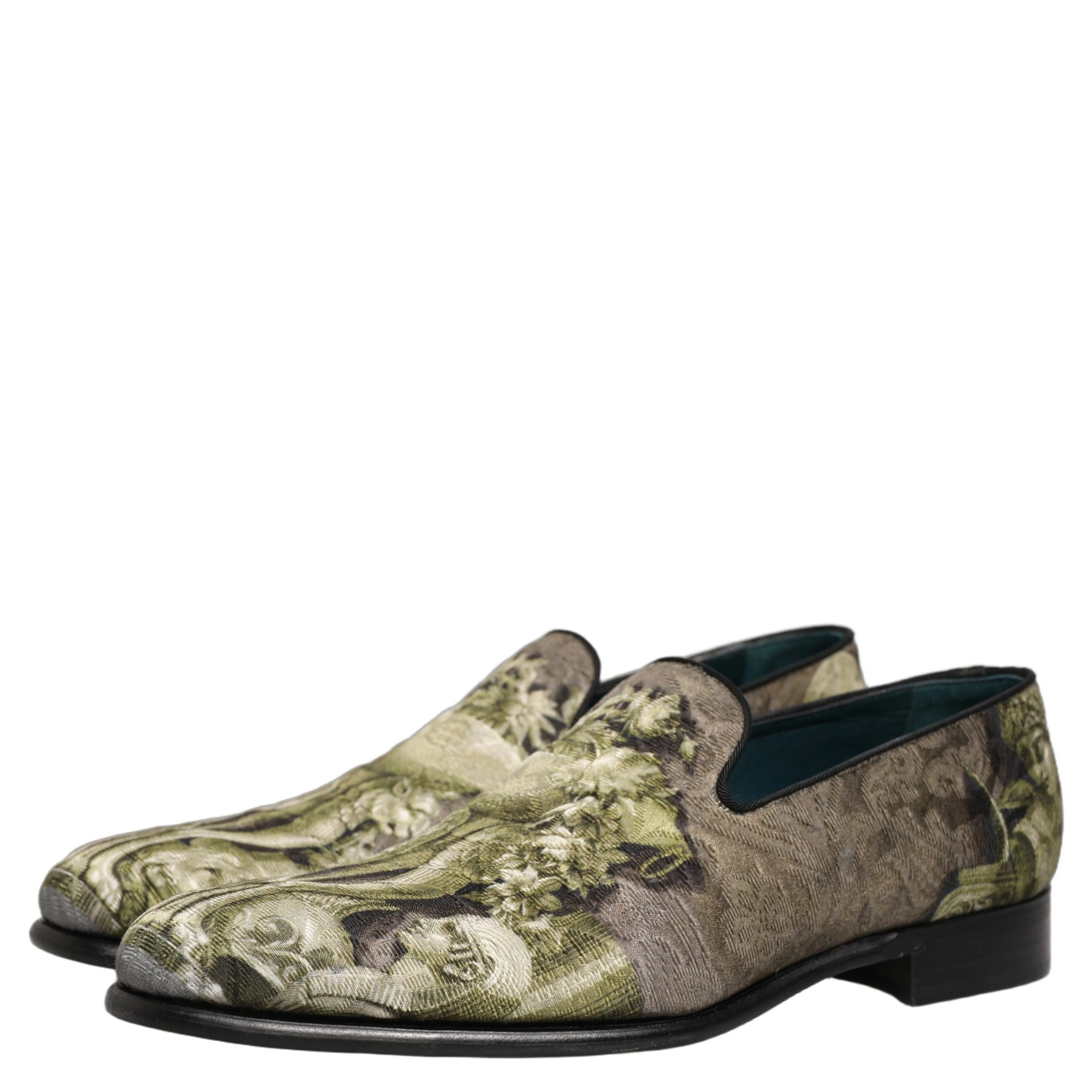 Brown Baroque Print Slip On Loafers Shoes