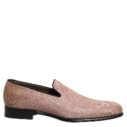 Pink Brocade Men Slip On Dress Loafers Shoes