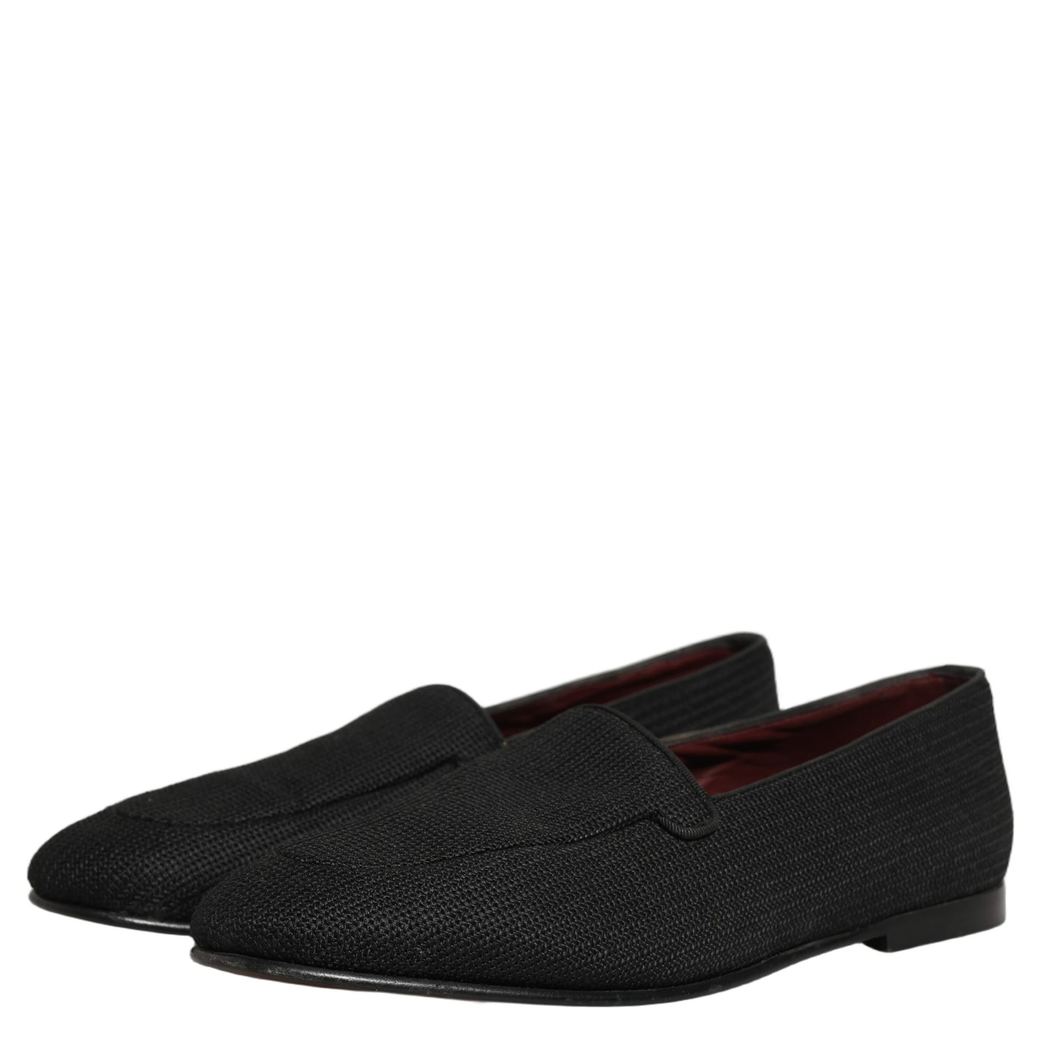 Black Woven Men Slip On Dress Loafers Shoes