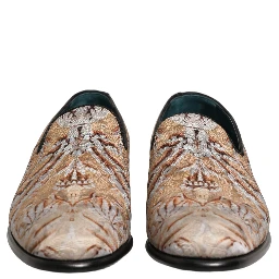 Gold Brocade Baroque Men Loafers Shoes