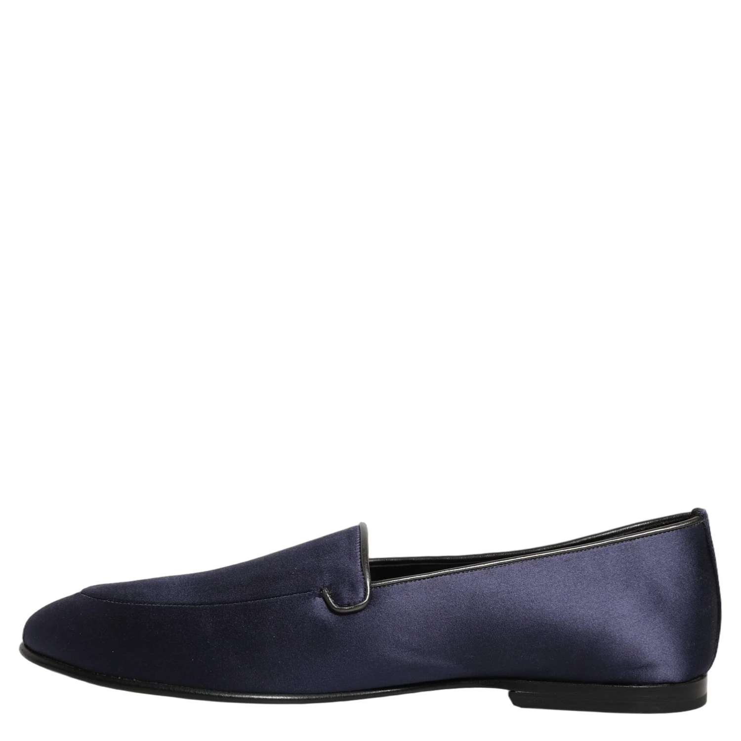 Blue Satin Logo Slip On Flats Loafers Shoes