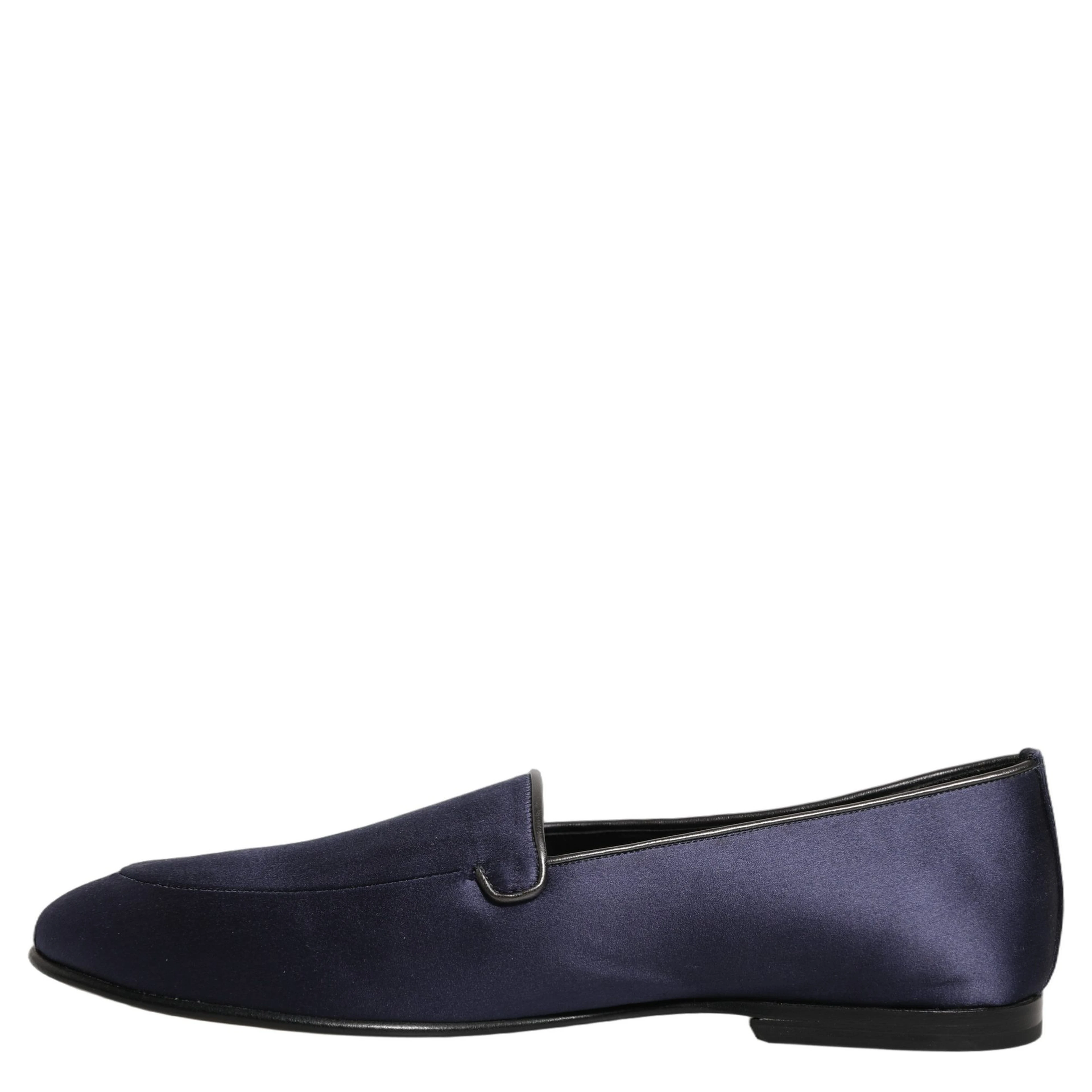 Blue Satin Logo Slip On Flats Loafers Shoes