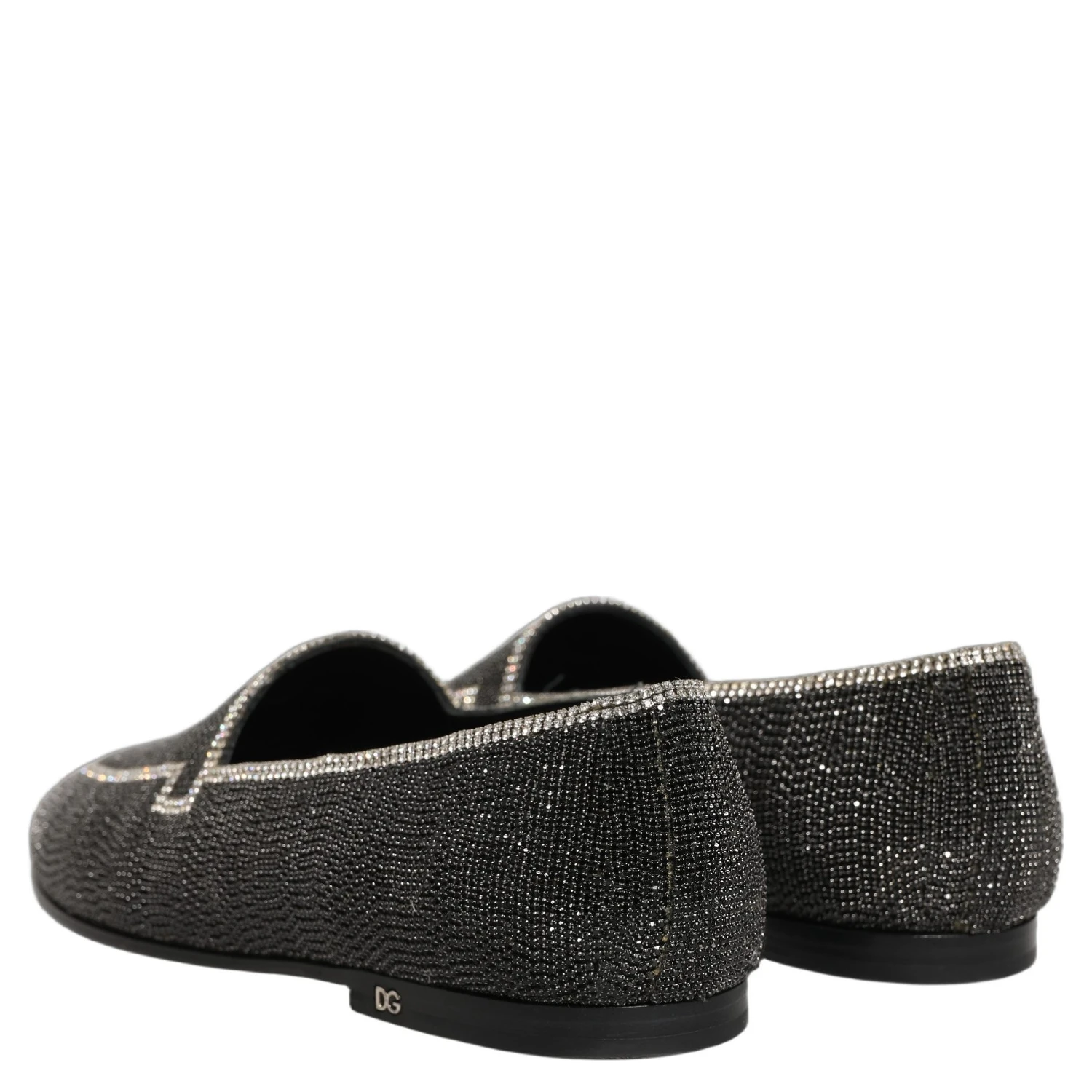 Black Crystal Embellished Men Loafers Shoes