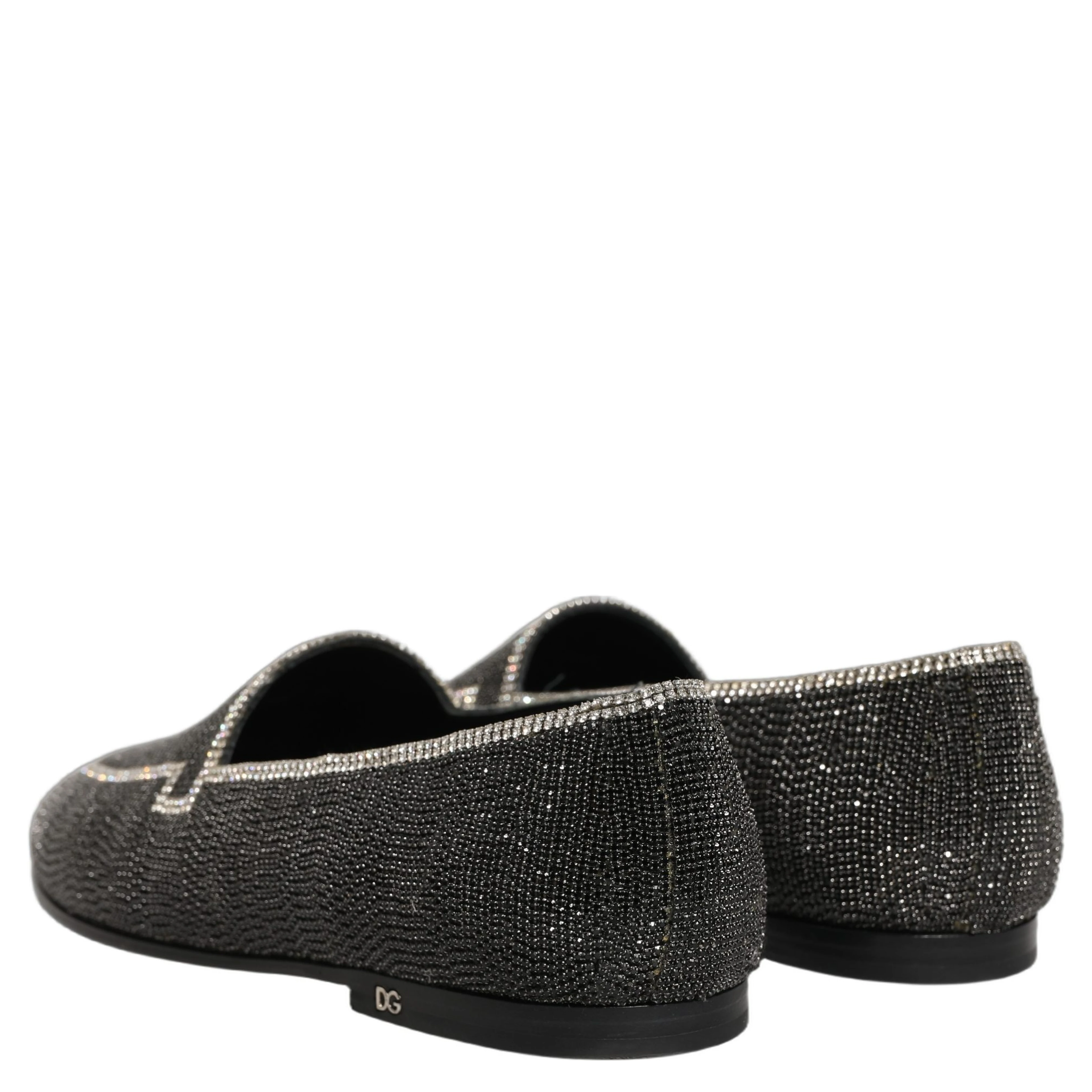 Black Crystal Embellished Men Loafers Shoes