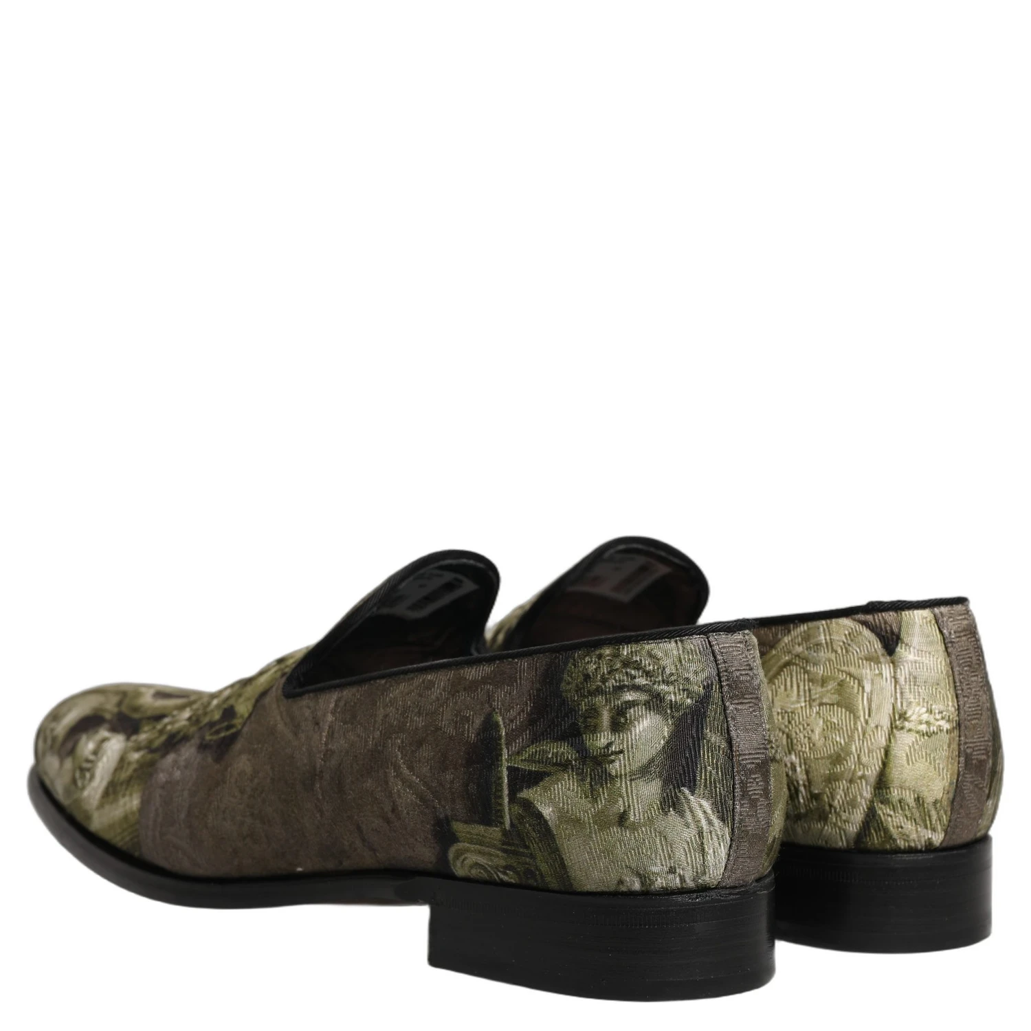 Brown Baroque Print Slip On Loafers Shoes
