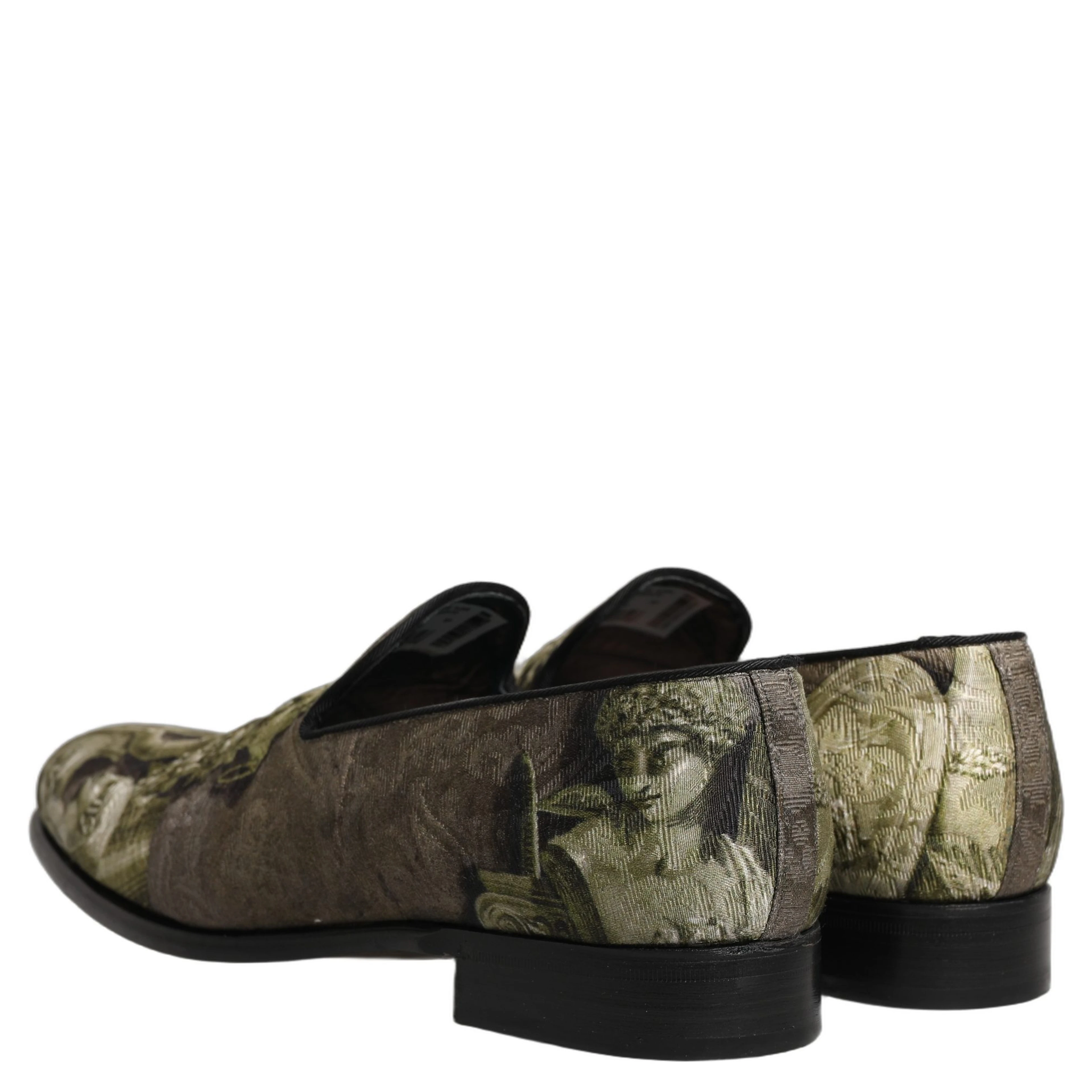 Brown Baroque Print Slip On Loafers Shoes