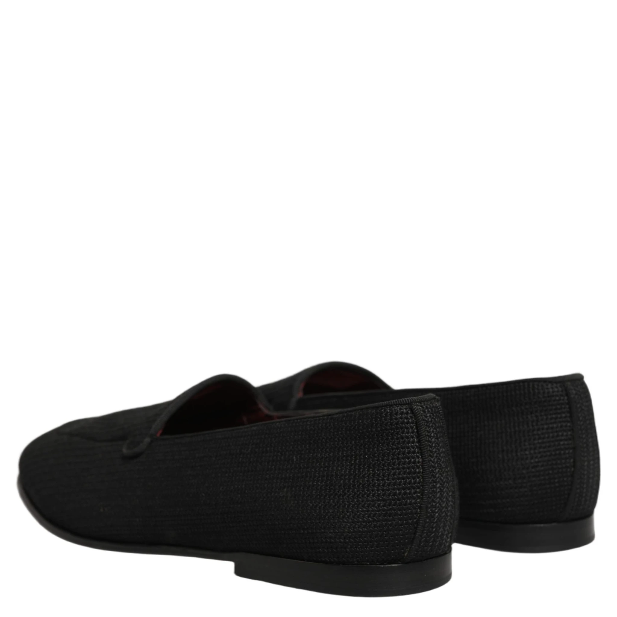Black Woven Men Slip On Dress Loafers Shoes