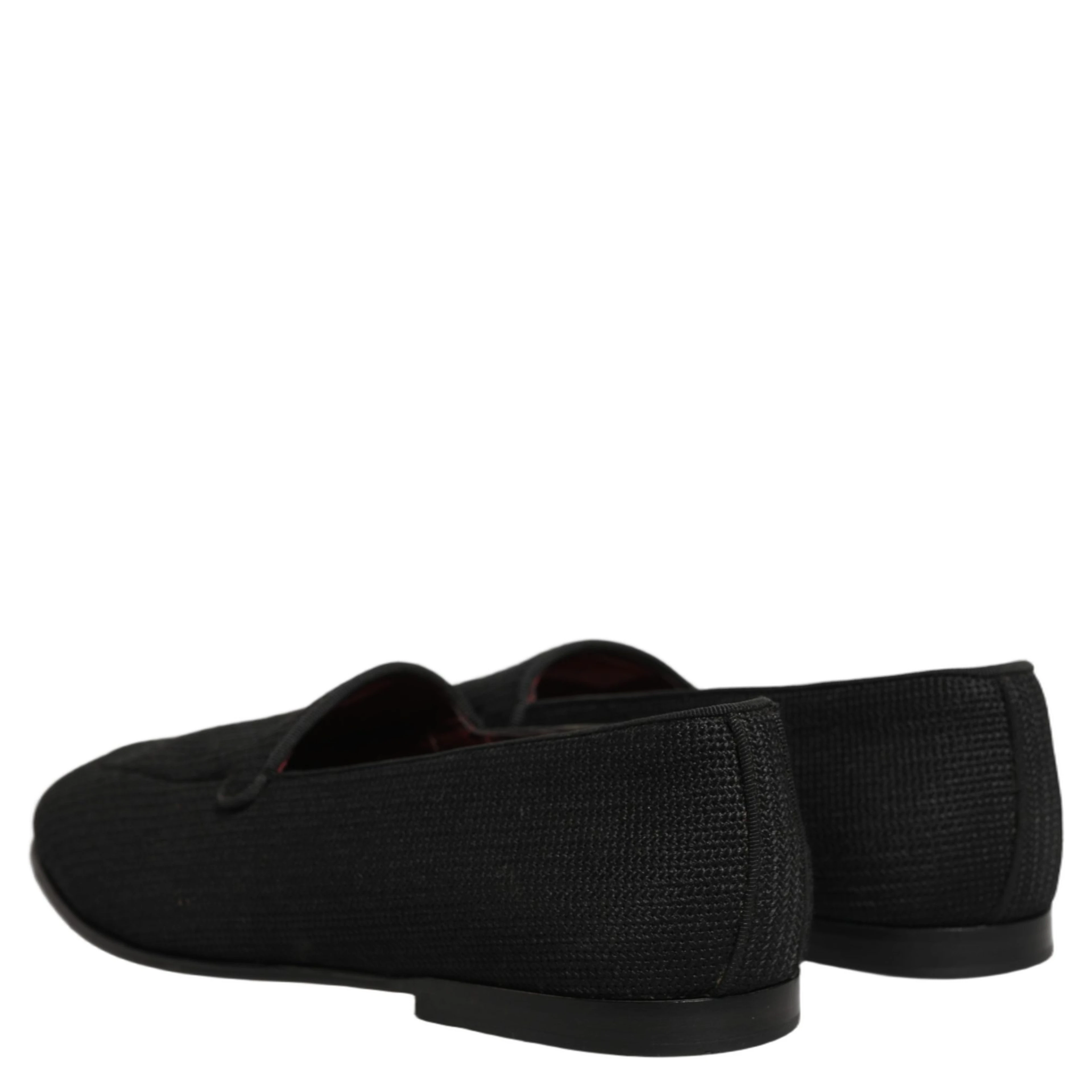 Black Woven Men Slip On Dress Loafers Shoes