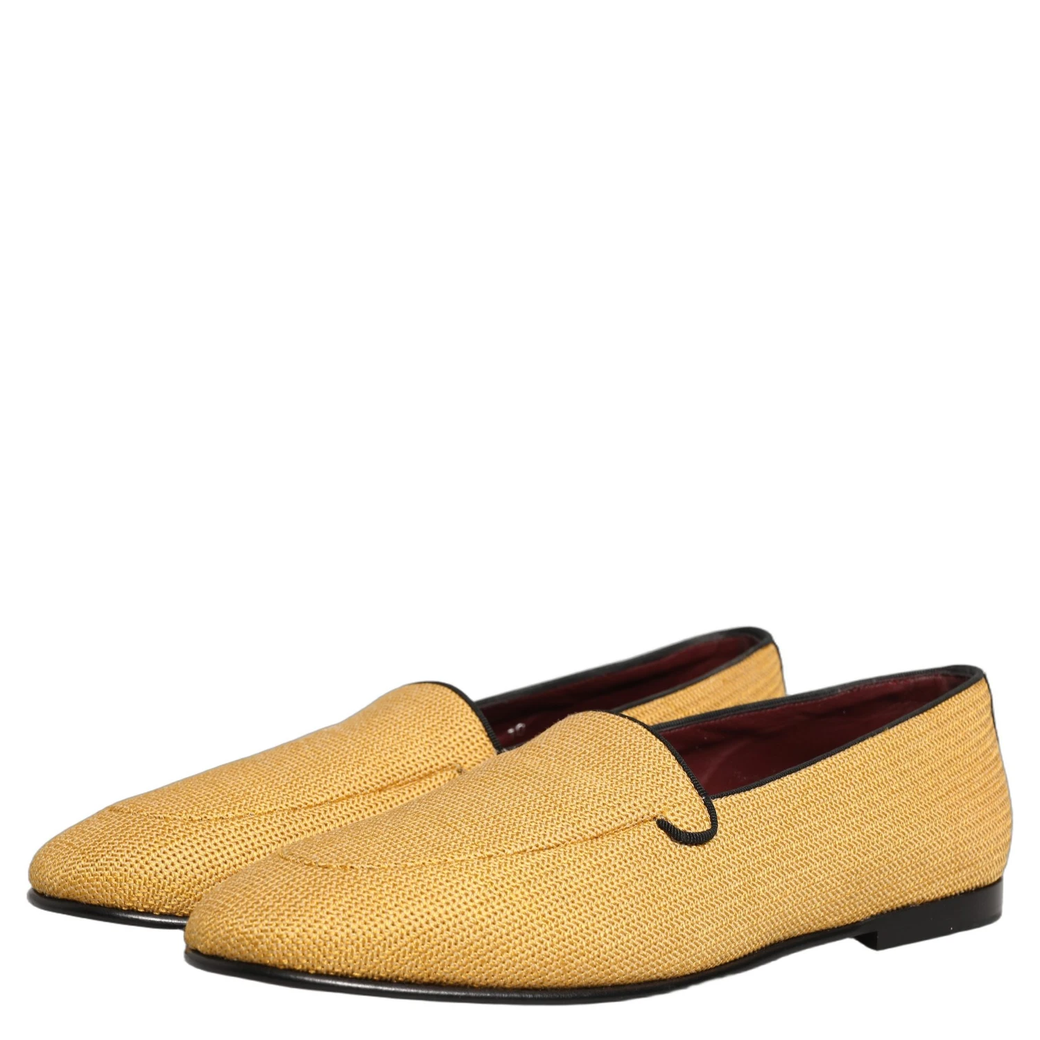 Yellow Woven Men Slip On Dress Loafers Shoes