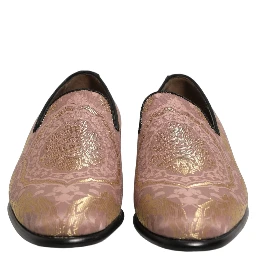 Pink Brocade Men Slip On Dress Loafers Shoes