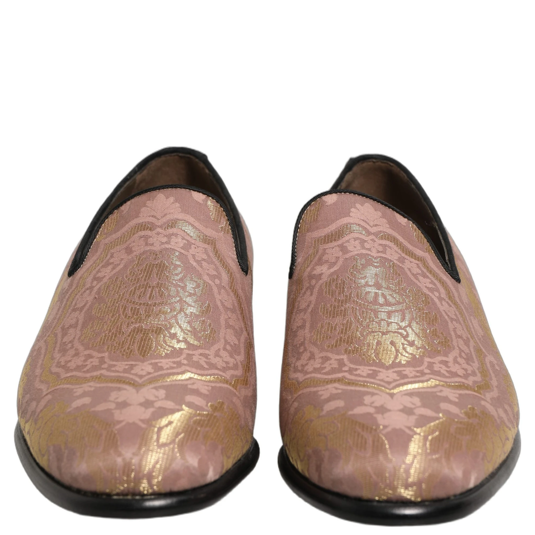 Pink Brocade Men Slip On Dress Loafers Shoes