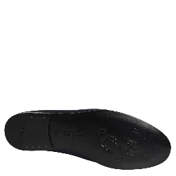 Blue Satin Logo Slip On Flats Loafers Shoes