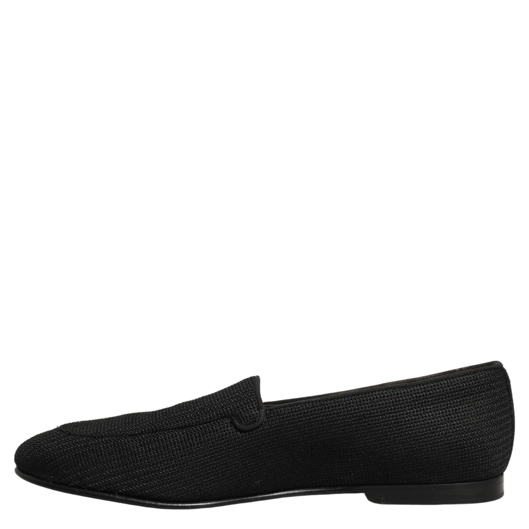 Black Woven Men Slip On Dress Loafers Shoes