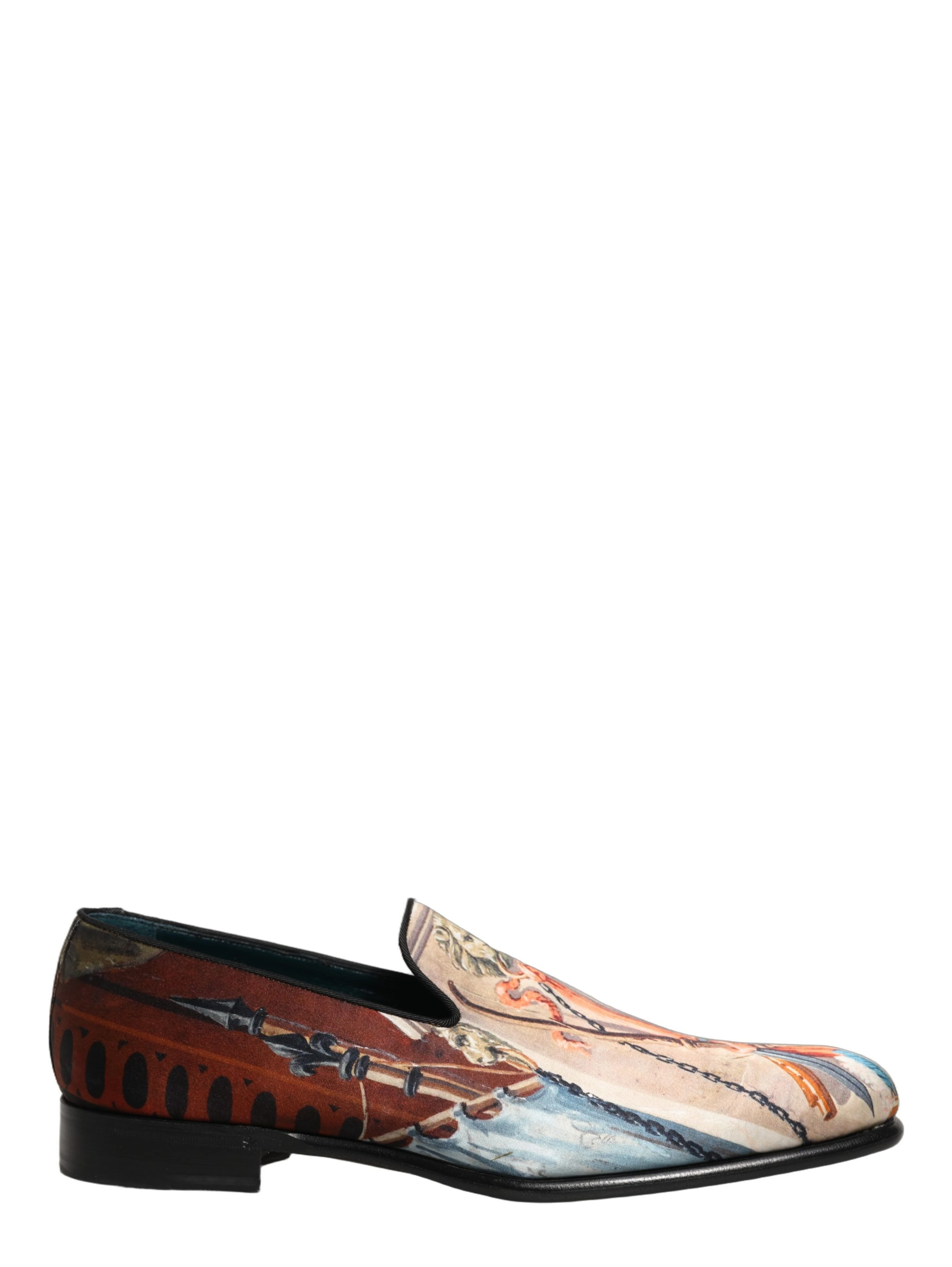 Multicolor Lion Print Slip On Loafers Shoes