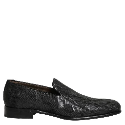 Black Brocade Men Slip On Dress Loafers Shoes