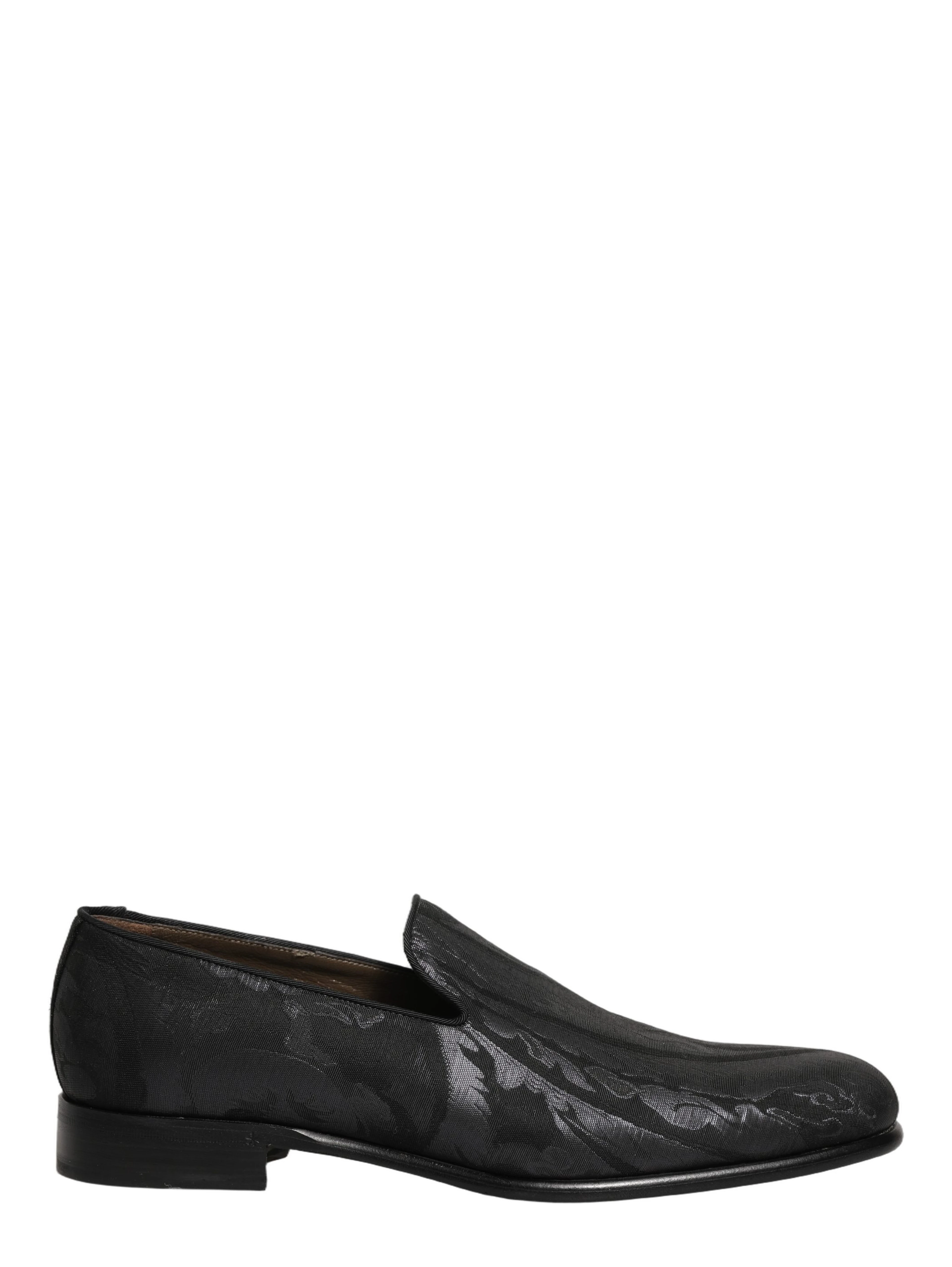 Black Brocade Men Slip On Dress Loafers Shoes