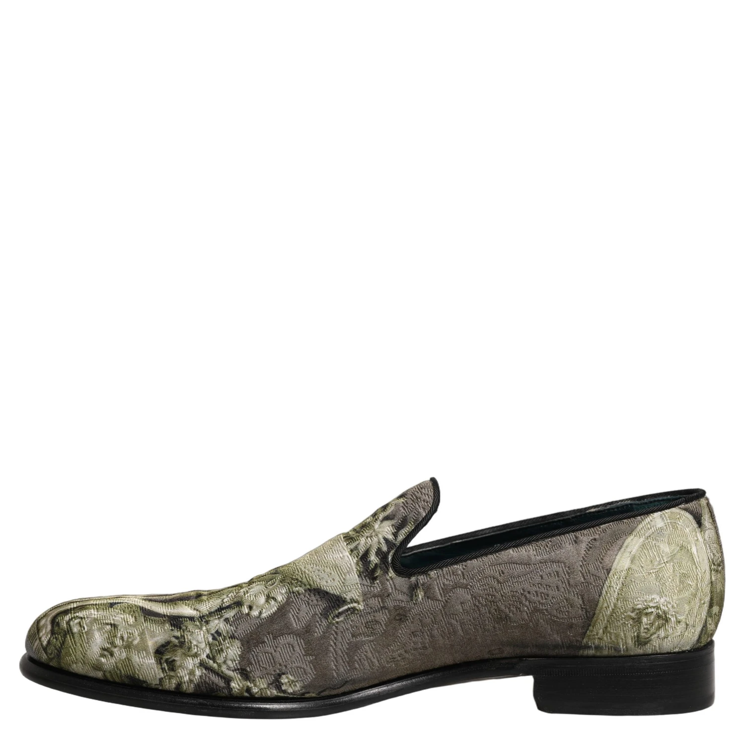 Brown Baroque Print Slip On Loafers Shoes