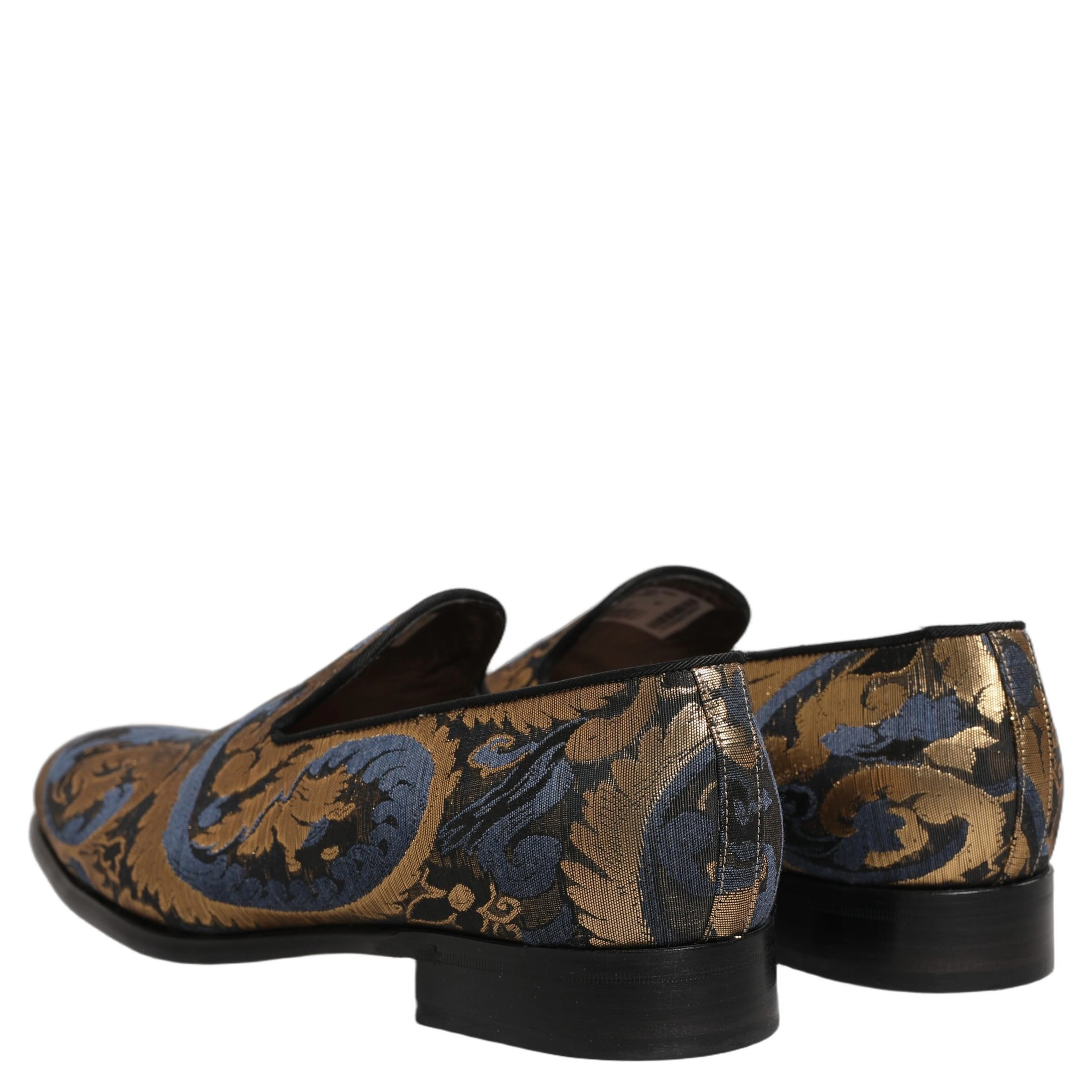 Blue Brocade Slip On Men Dress Loafers Shoes