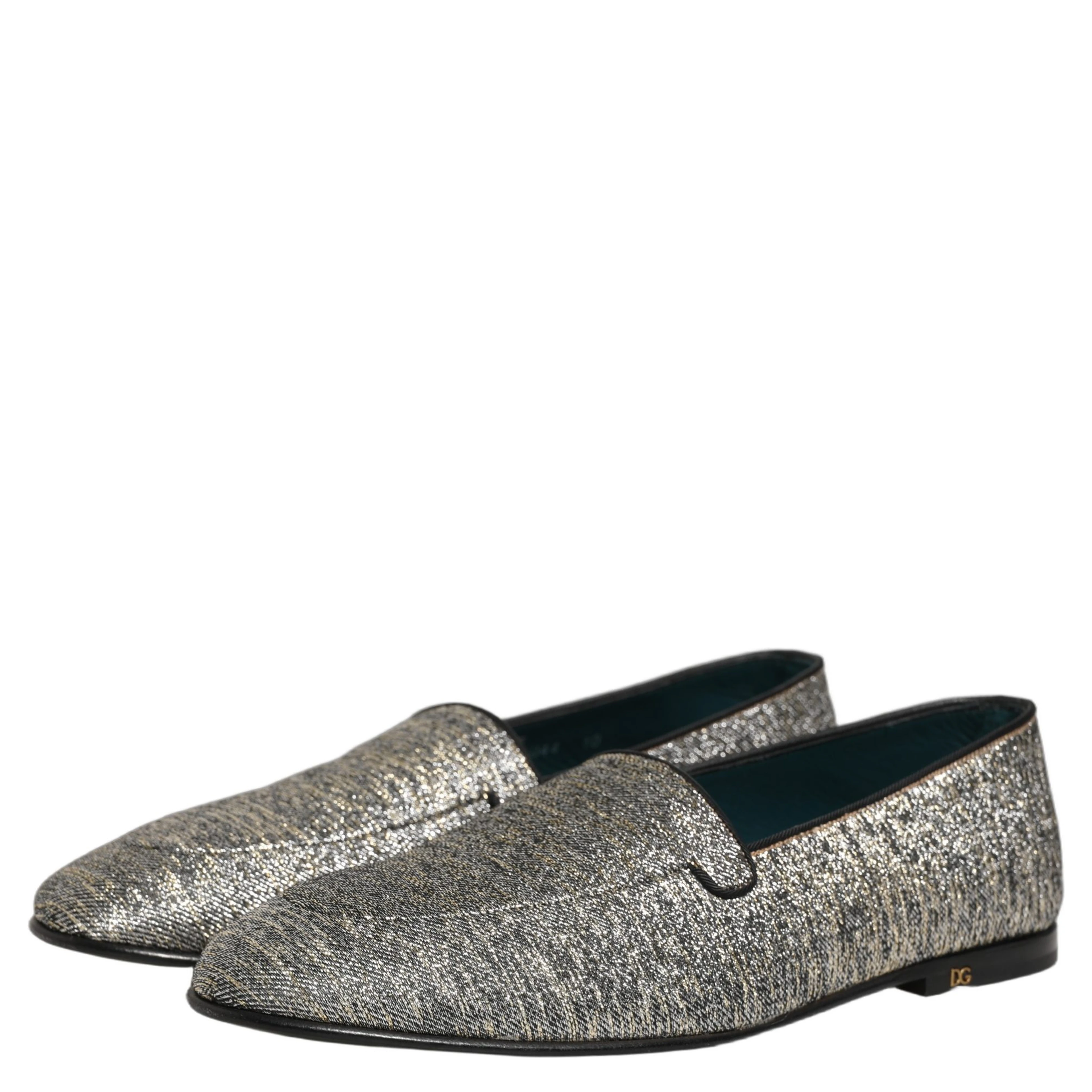 Gray Lurex Glitter Men Dress Loafers Shoes