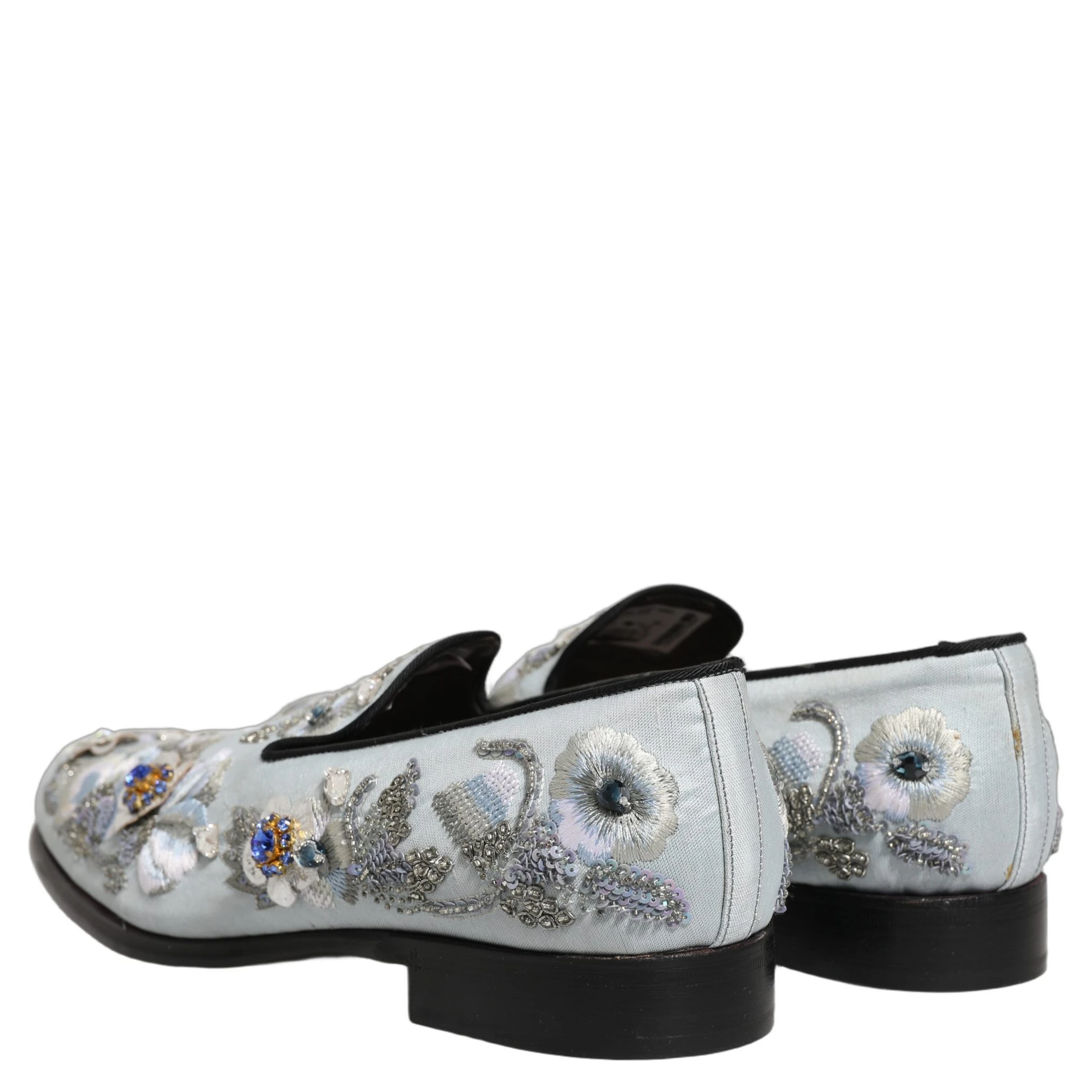 White Floral Embellished Men Loafers  Shoes